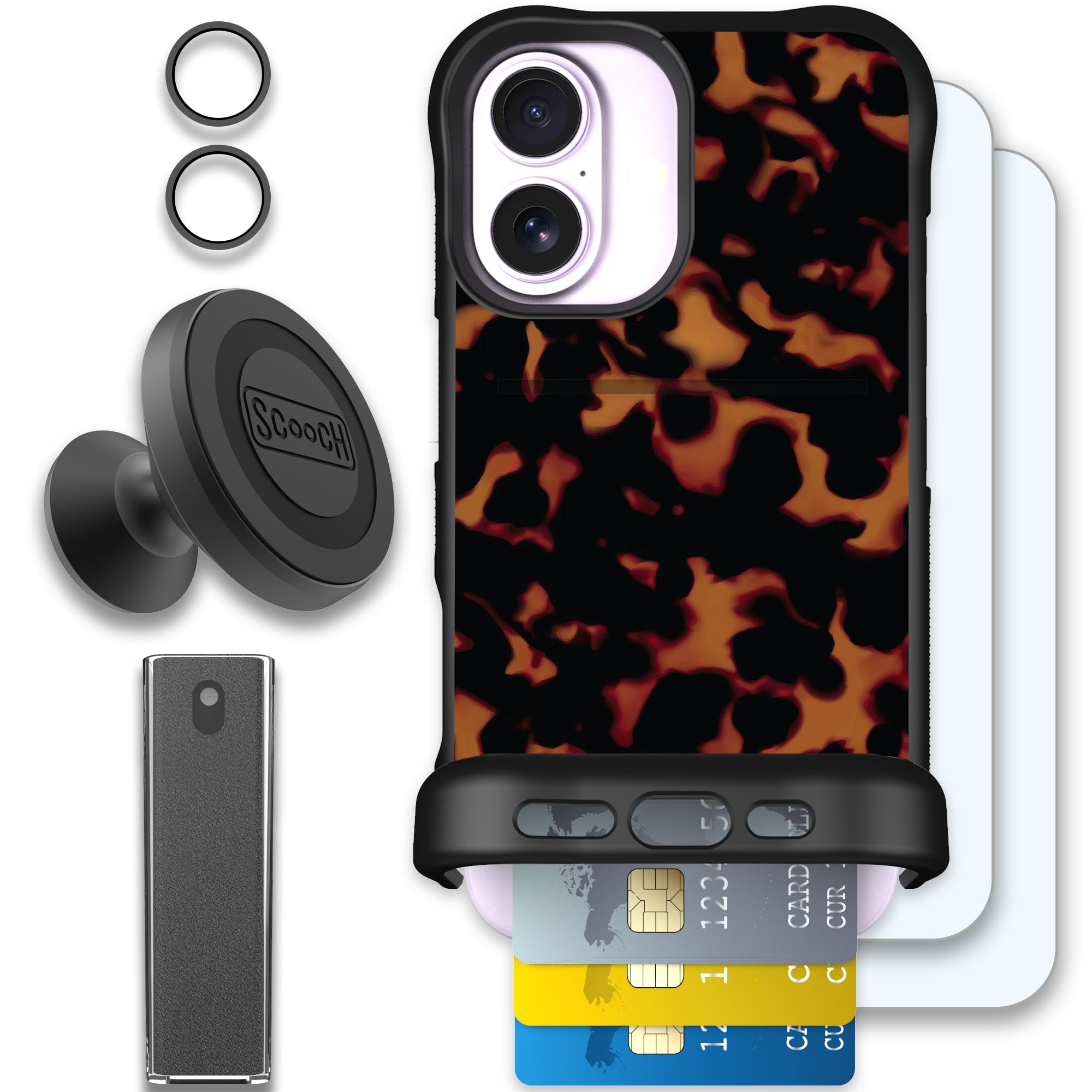 Scooch Wingmate for iPhone 17 [Defender Bundle] with 2 Tempered Glass Screen Protectors, Camera Lens Protector, Wingmount, Tech 