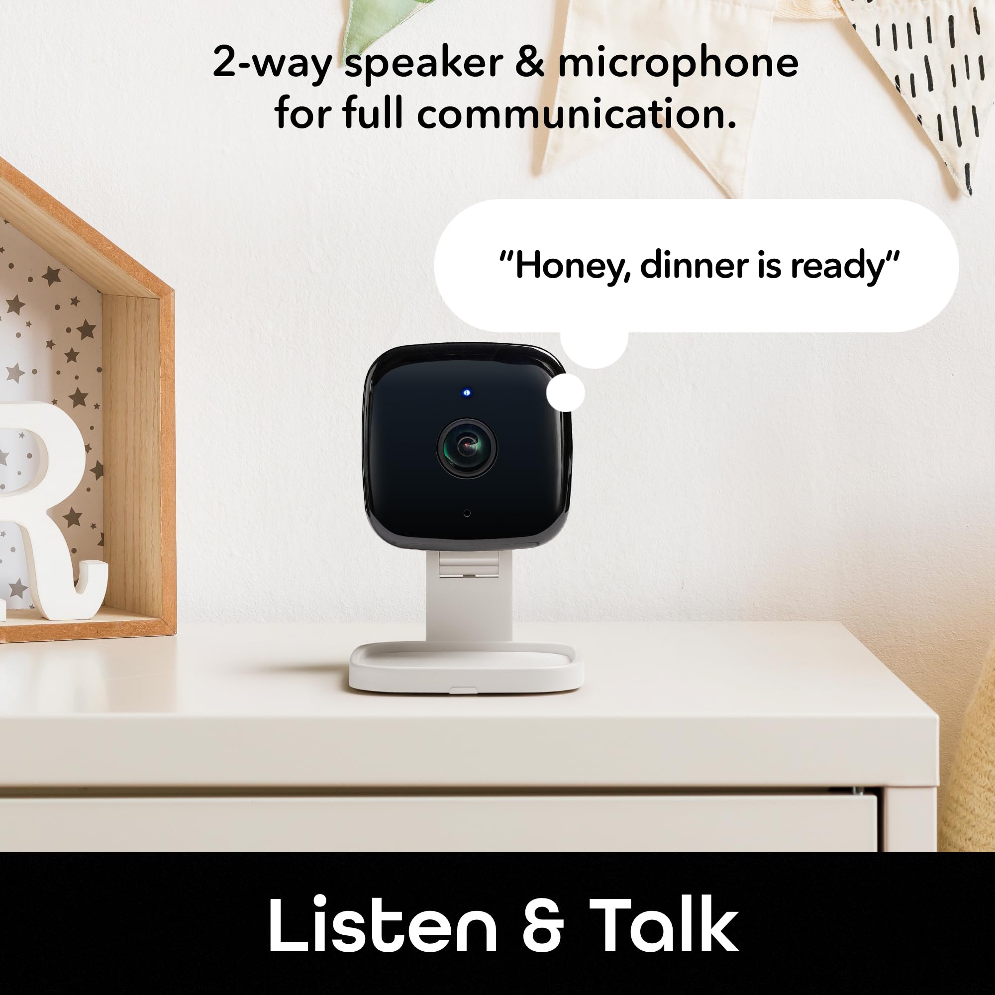 Geeni Peek Smart Indoor Security Camera 1080P Hd, Motion Alerts, 2 Way Audio, Night Vision, Compatible With Alexa & Google Home, White