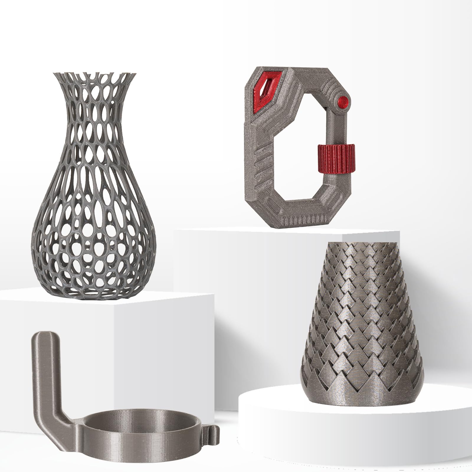 Tronxy Petg Filament 1.75Mm,Metal Light Grey 3D Printer Filament Accuracy +/- 0.05Mm, 1Kg Spool (2.2 Lbs) For 3D Printers