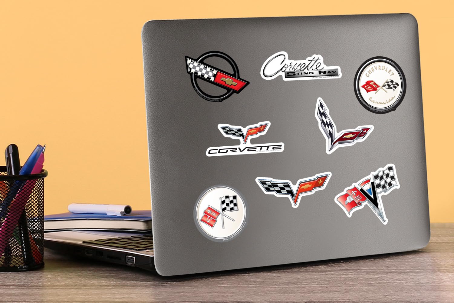 GRAPHICS & MORE Chevrolet Corvette Vinyl Sticker Pack - 50ct Variety for Laptop, Water Bottle, Scrapbooking, Indoor/Outdoor