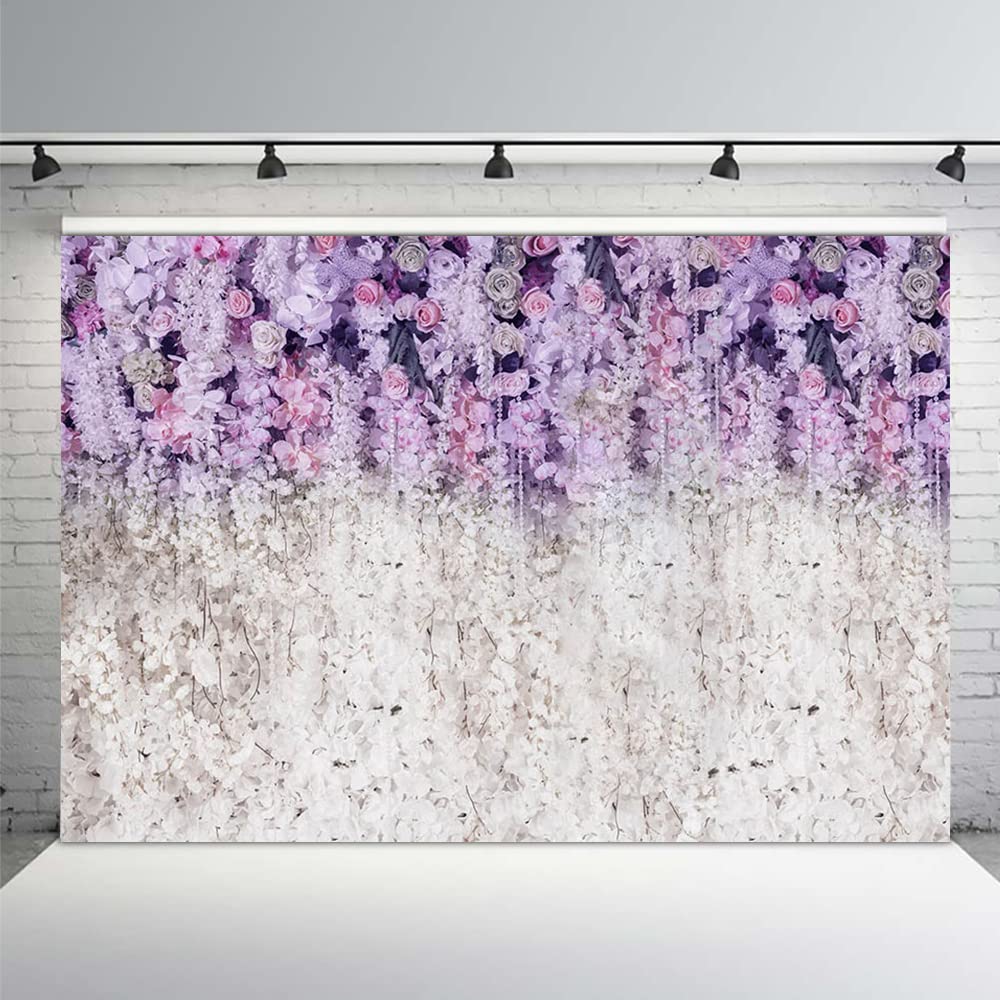 Mehofond Lavender And White Floral Bridal Shower Photo Studio Background Props Light Purple Lilac Wedding Photography Backdrop F