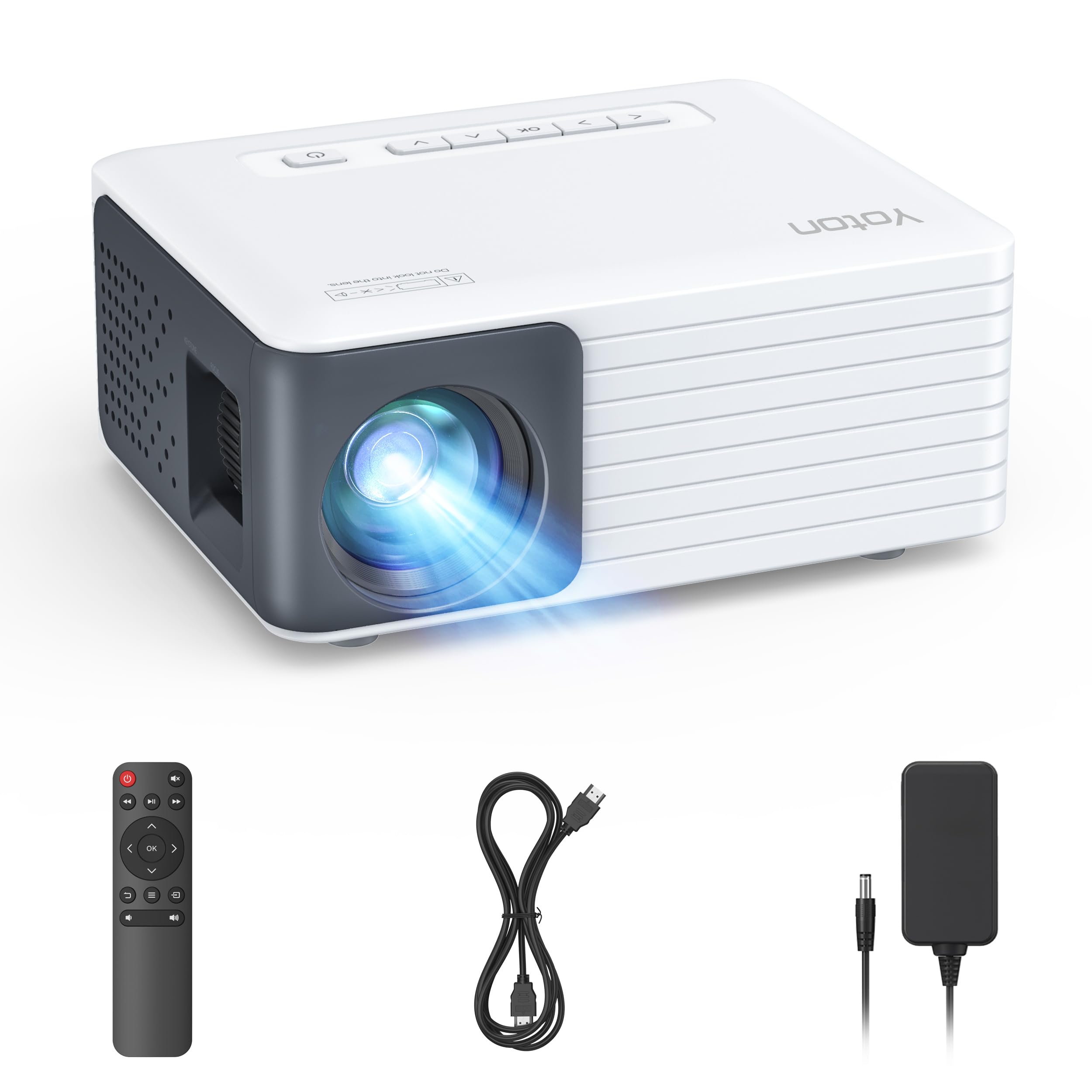 Yoton Mini Projector, Portable Phone Projector 1080P Supported, 6000 Lumens Brightness Home Projector Y3 Compatible With Fire Stick, Hdmi, Usb, Ps5, Xbox, Ios, Android, Laptop
