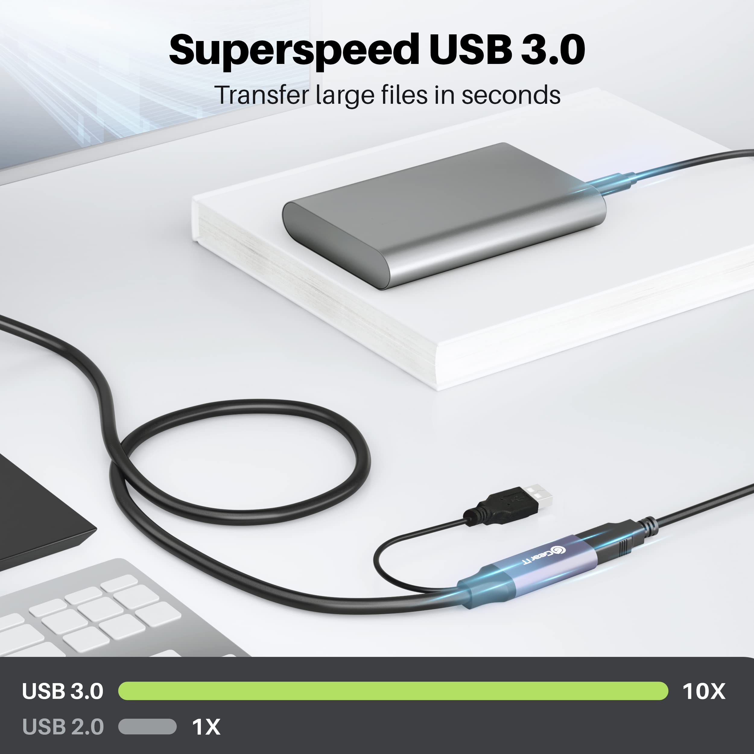 Gearit Usb 3.0 Active Extension Cable (50 Feet) A Male To A Female Usb Repeater With Signal Booster For Oculus Rift, Quest Link,