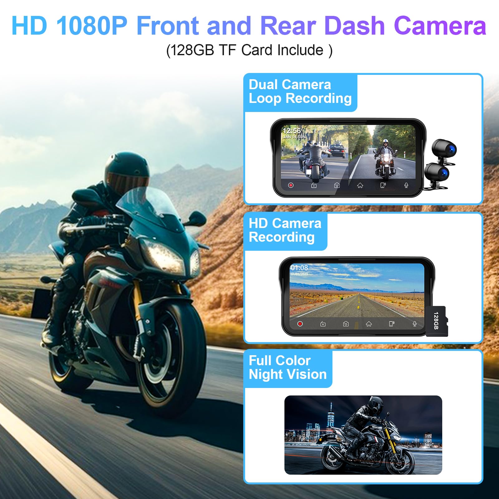 Tenbaba 6.25 Motorcycle Carplay& Android Auto, Motorcycle Dash Cam, Motorbike Tpms, Motorbike Gps Navigation System, Ip67 Waterp