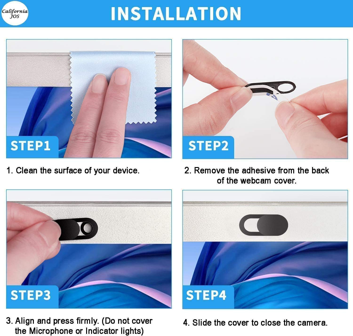 California Jos Webcam Cover (8 Pack) 0.03 Inch Ultra Thin Laptop Camera Cover Slide For Iphone Ipad Macbook Pro Computer Imac Ce