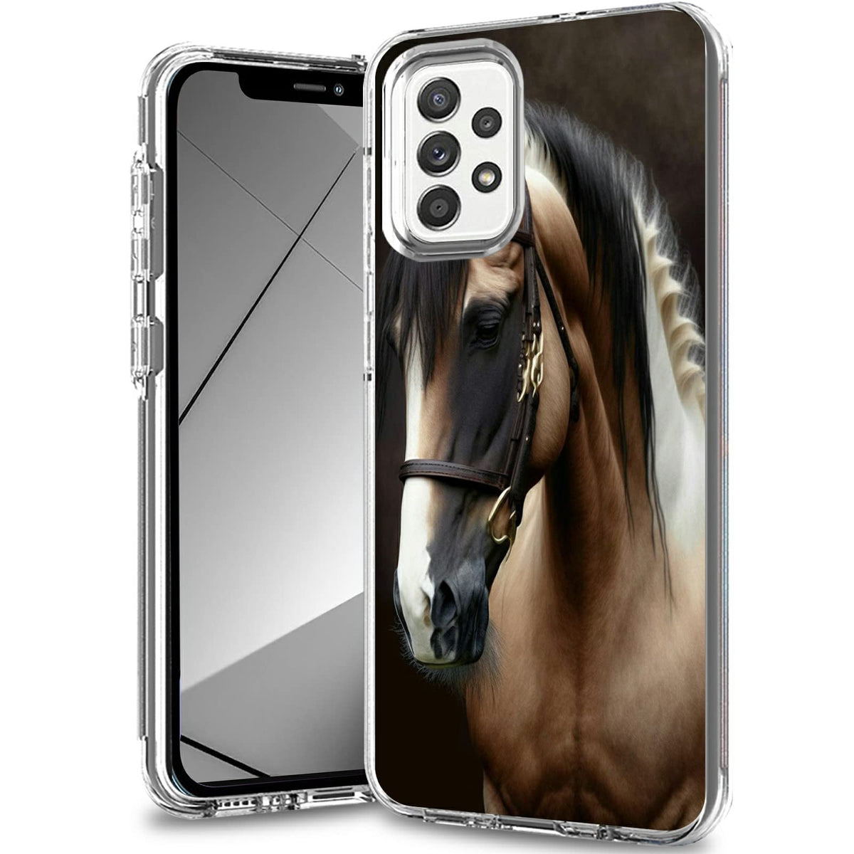 Rossy For Samsung A53 5G Case Galaxy A53 5G Clear Case With Beautiful Horse Animal Pattern For Women Men Dual Layer Hybrid Soft 