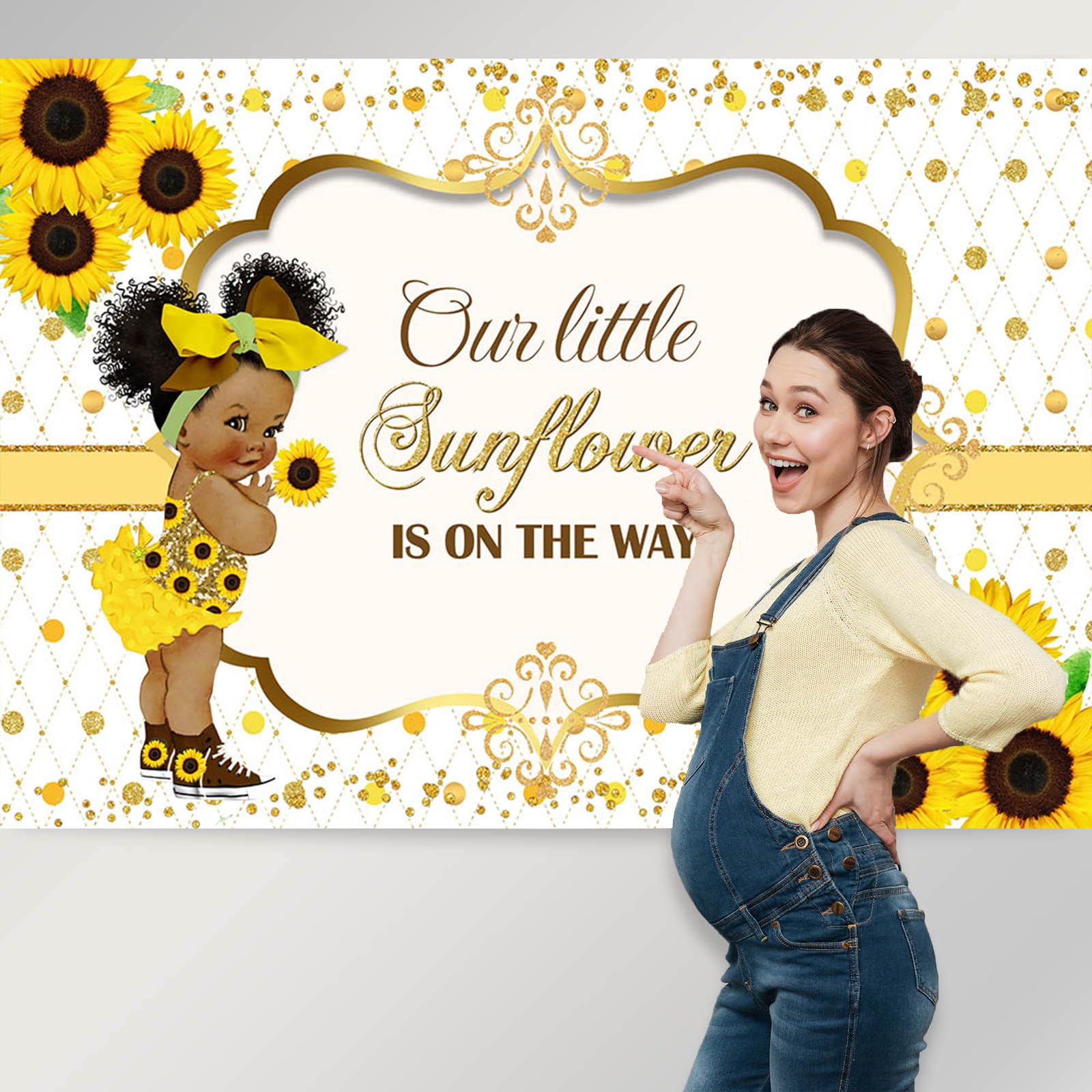 Avezano Sunflower Baby Shower Backdrop Baby Girl Baby Shower Party Decoration Our Little Sunflower Is On The Way Photo Backgroun
