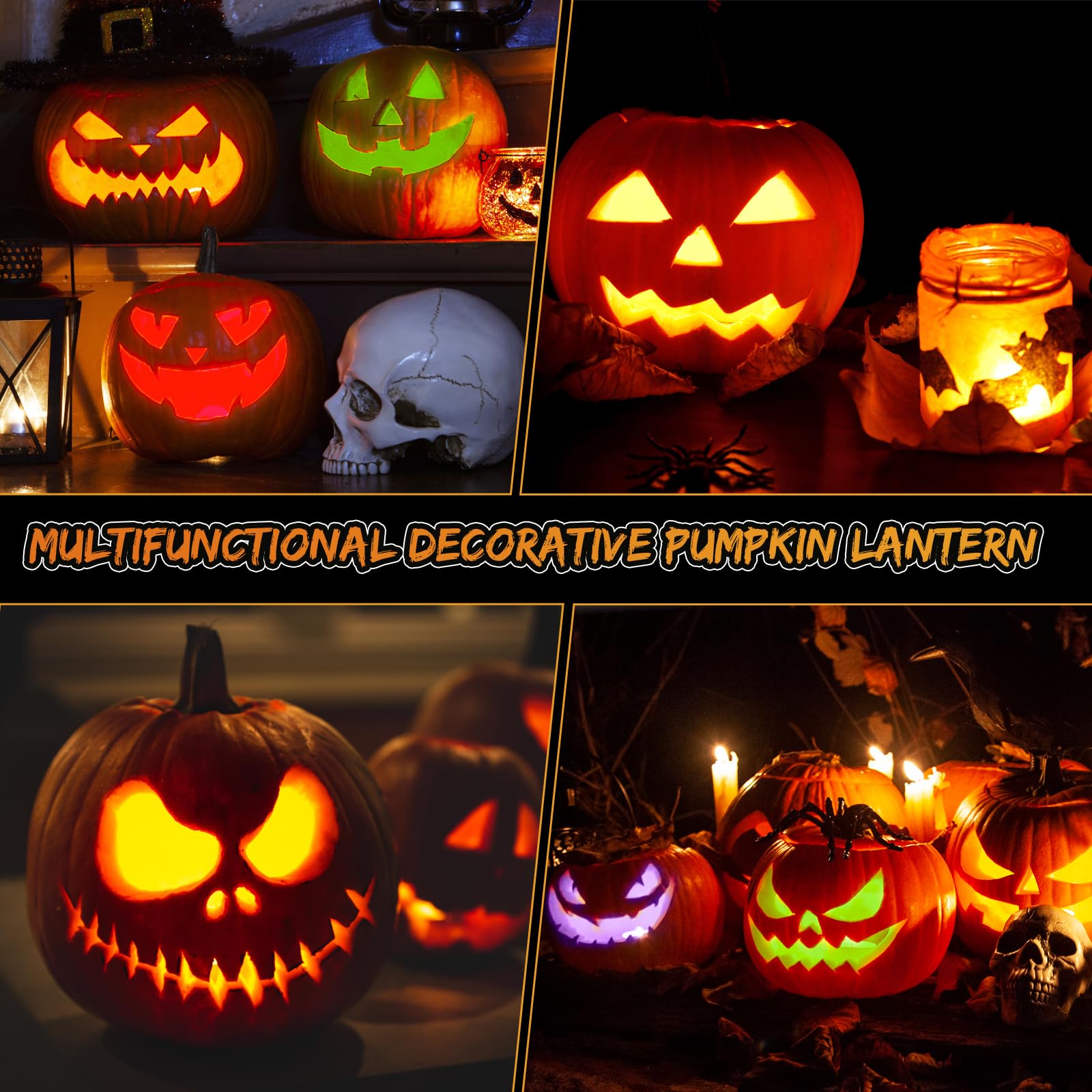 Lunsy Halloween Pumpkin Lights, Pumpkin Lights With Remote Control, Jack-O-Lantern Lights, Rgb Color Changing, Battery Operated,