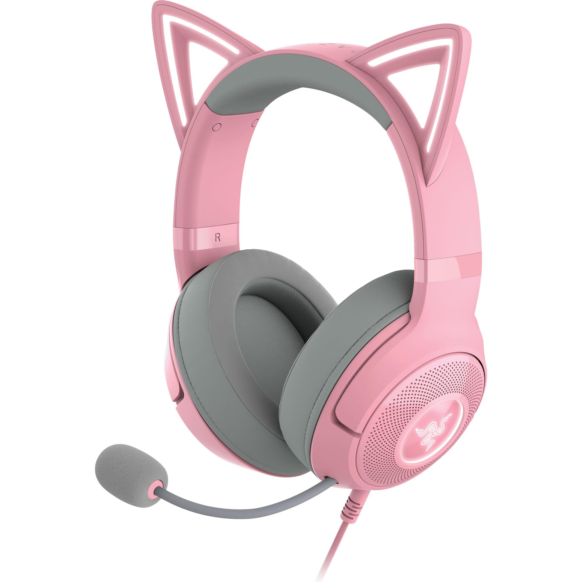 Razer Kraken Kitty V2 Usb Wired Rgb Headset: Chroma Kitty Ears   Stream Reactive Lighting   Hyperclear Cardioid Mic   Triforce 4