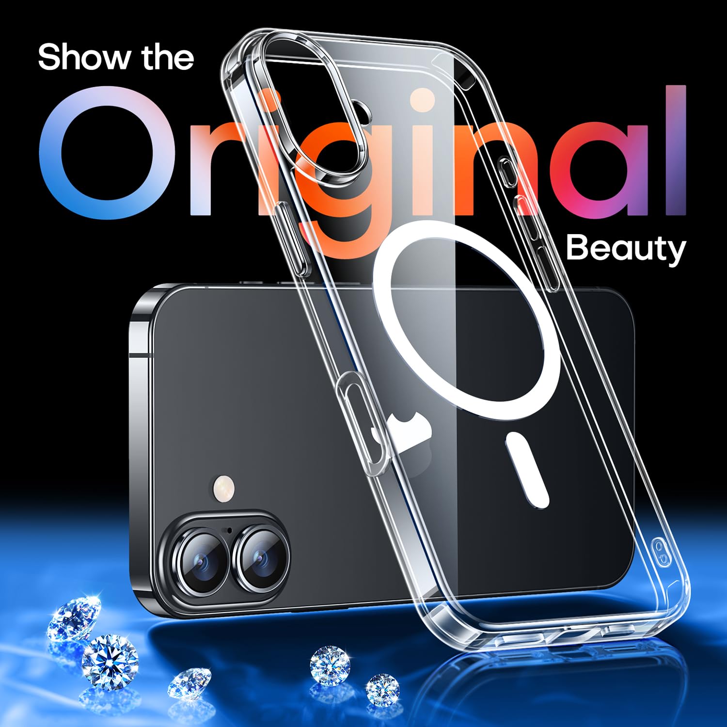 Canshn Clear Magnetic Designed For Iphone 16 Plus Case [Compatible With Magsafe] [Not Yellowing] Slim Thin Shockproof Protective