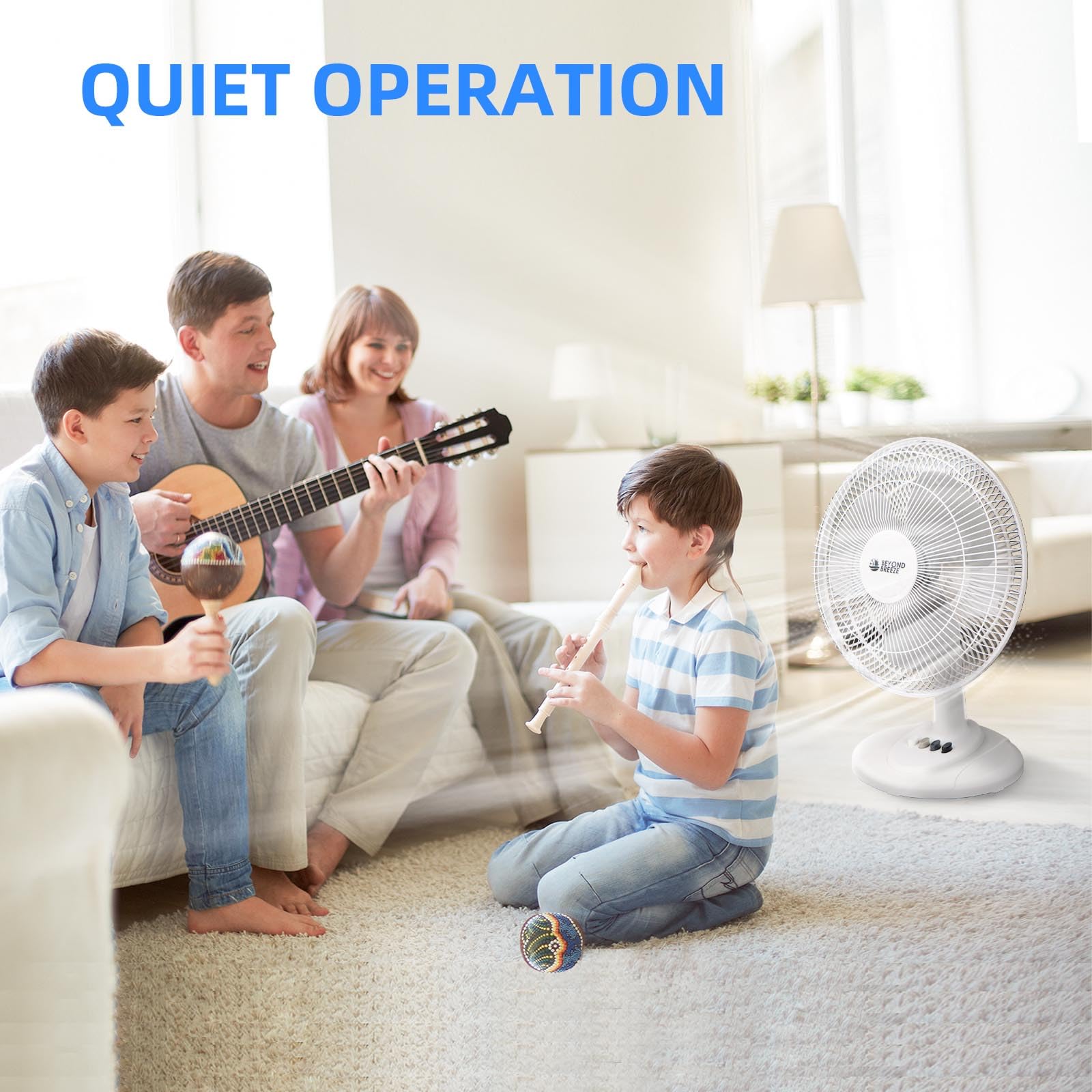 Beyond Breeze Oscillating Table Fan Quiet 3 Speed 12 Inch Adjustable Tilt Fan With Safety Grill, Ideal For Home, Office, Dorm