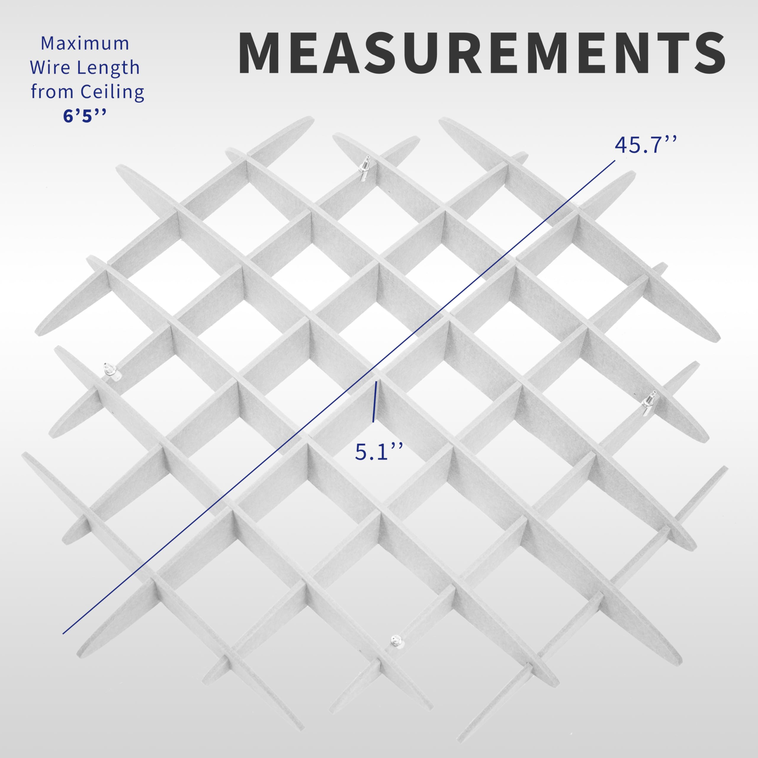 Vivo Acoustic Ceiling Waffle Panel, Hexagonal Hanging Sound Absorber, Modern Noise Reduction Chandelier, White, Pp-Cw01W