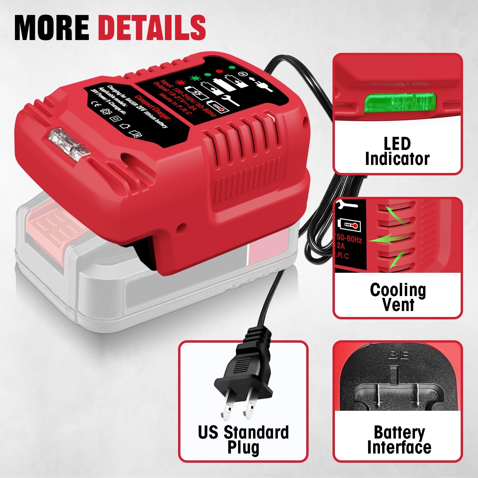 Asunt 1701C B 20V Battery Charger Replacement For Bauer 20V Hyper.Max Lithium Ion Battery Compact Mini Charger(Battery Not Inclu