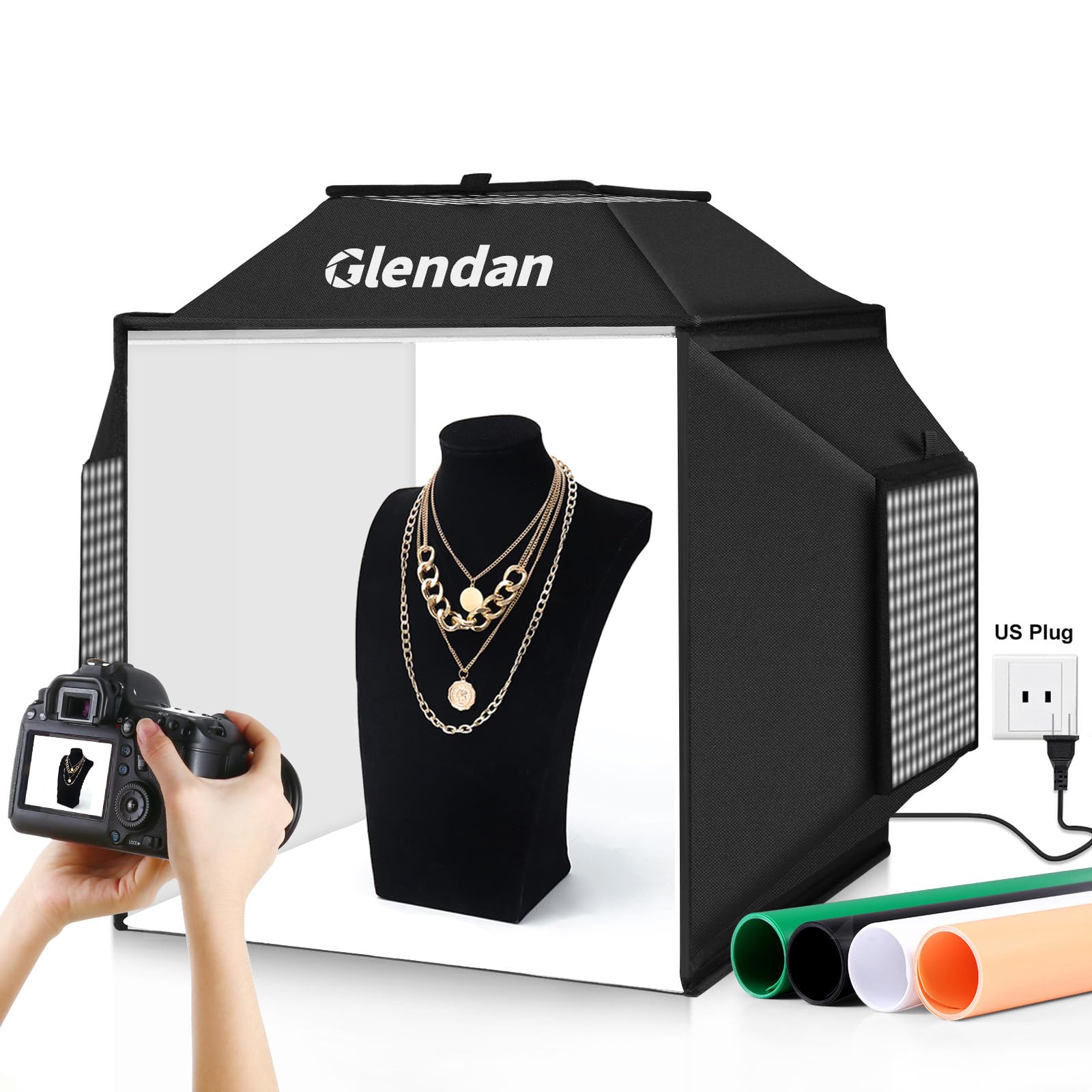 Glendan Upgrade Light Box & Soft Box, 20''X20'' Professional Portable Photo Box With 1222 Led Lights Photo Studio Light Box Phot