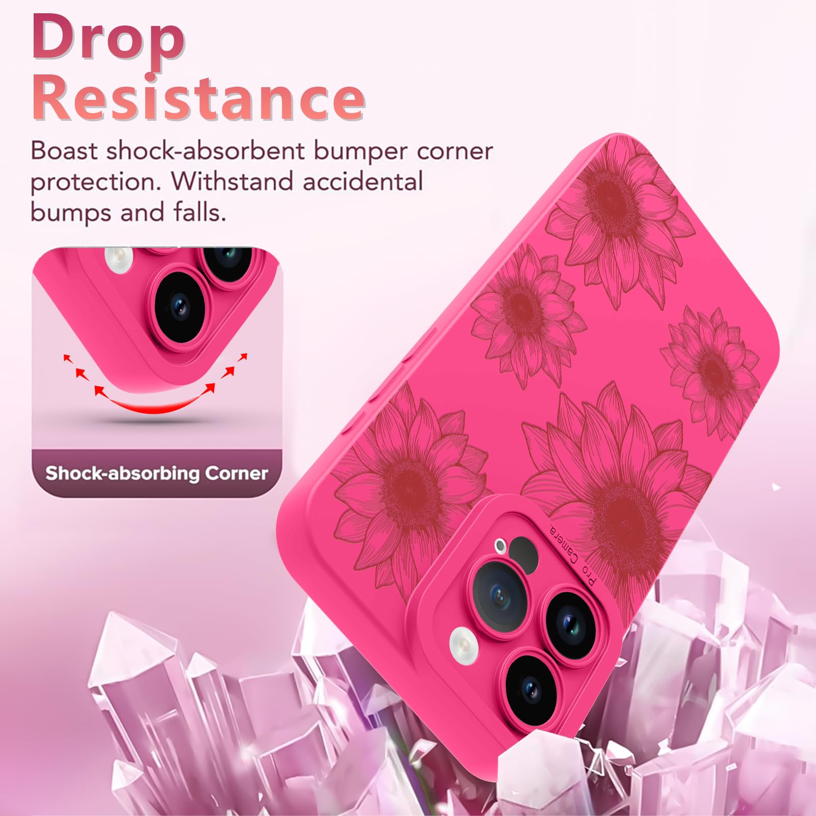 Ook Floral Case For Iphone 13 Pro Max Case, Cute Sunflower Floral Blooms Design Soft Tpu Shockproof Protective For Women Girls S