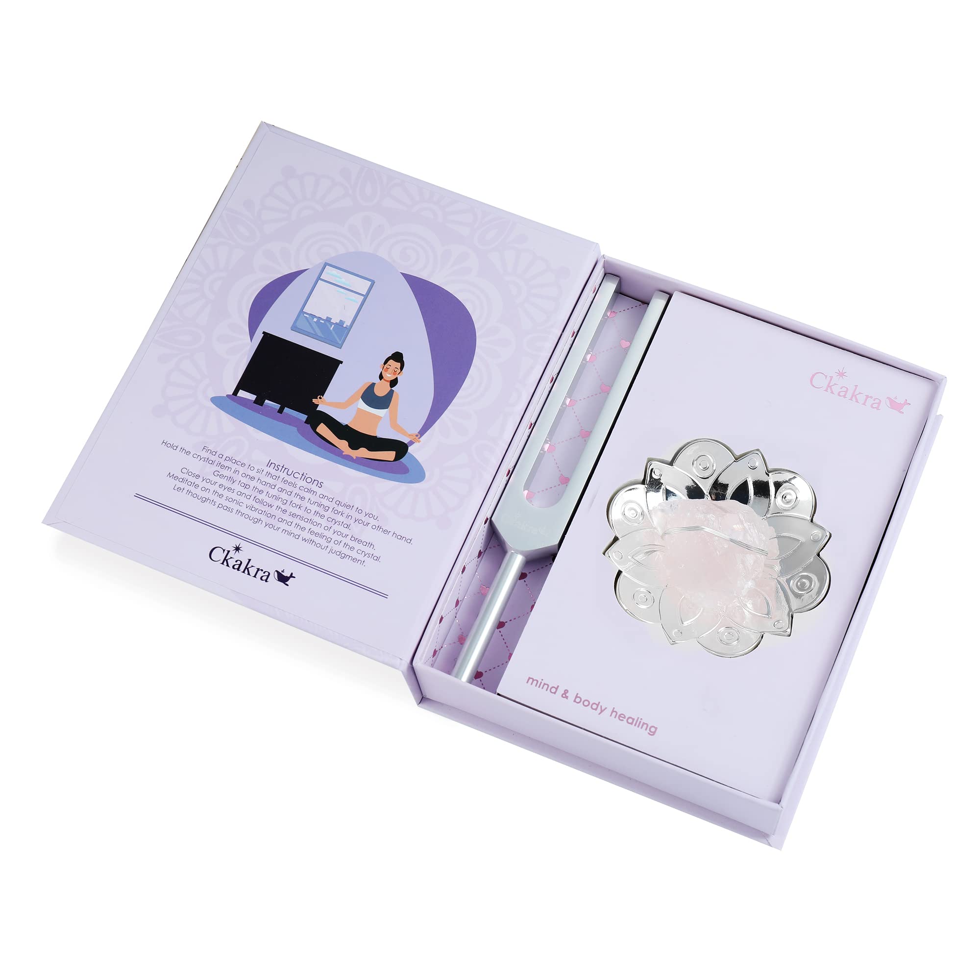 Ckakra Tuning Fork Kit,Solfeggio Energy Tuners,Sound Healing Crystal Kit,Meditation Accessories,Stress Relief Gifts Box,Shiny Si