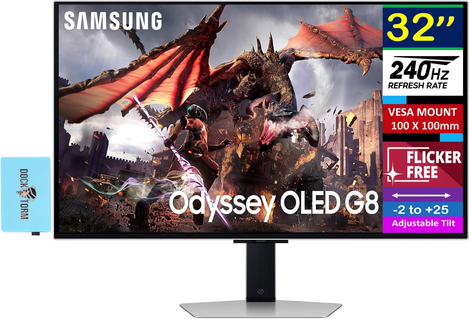 SAMSUNG Odyssey OLED G8 (G80SD) 32 Gaming Monitor, 240 Hz 4K UHD Display, VESA Mount (100x100mm), Sleek Metal Design (2025 Lates