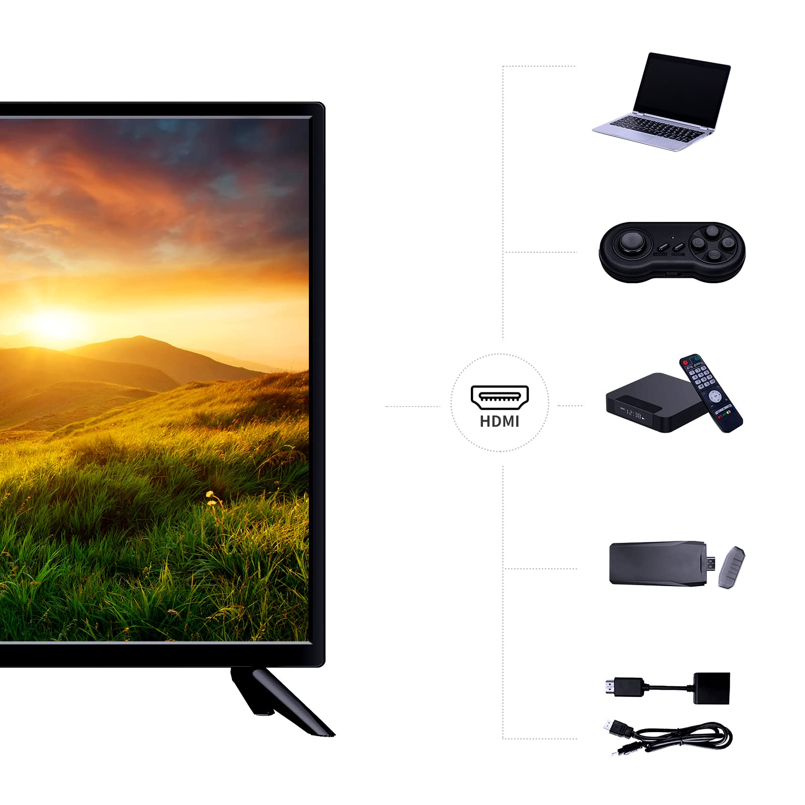Atyme 320Am5Dvd, 32 Inch Class, 60Hz, 720P Hd Led Tv Flat Dvd Combo Tv,1*Usb,2* Hdmi,1*Vga, Build In Dvd Player Dual Channel 8W