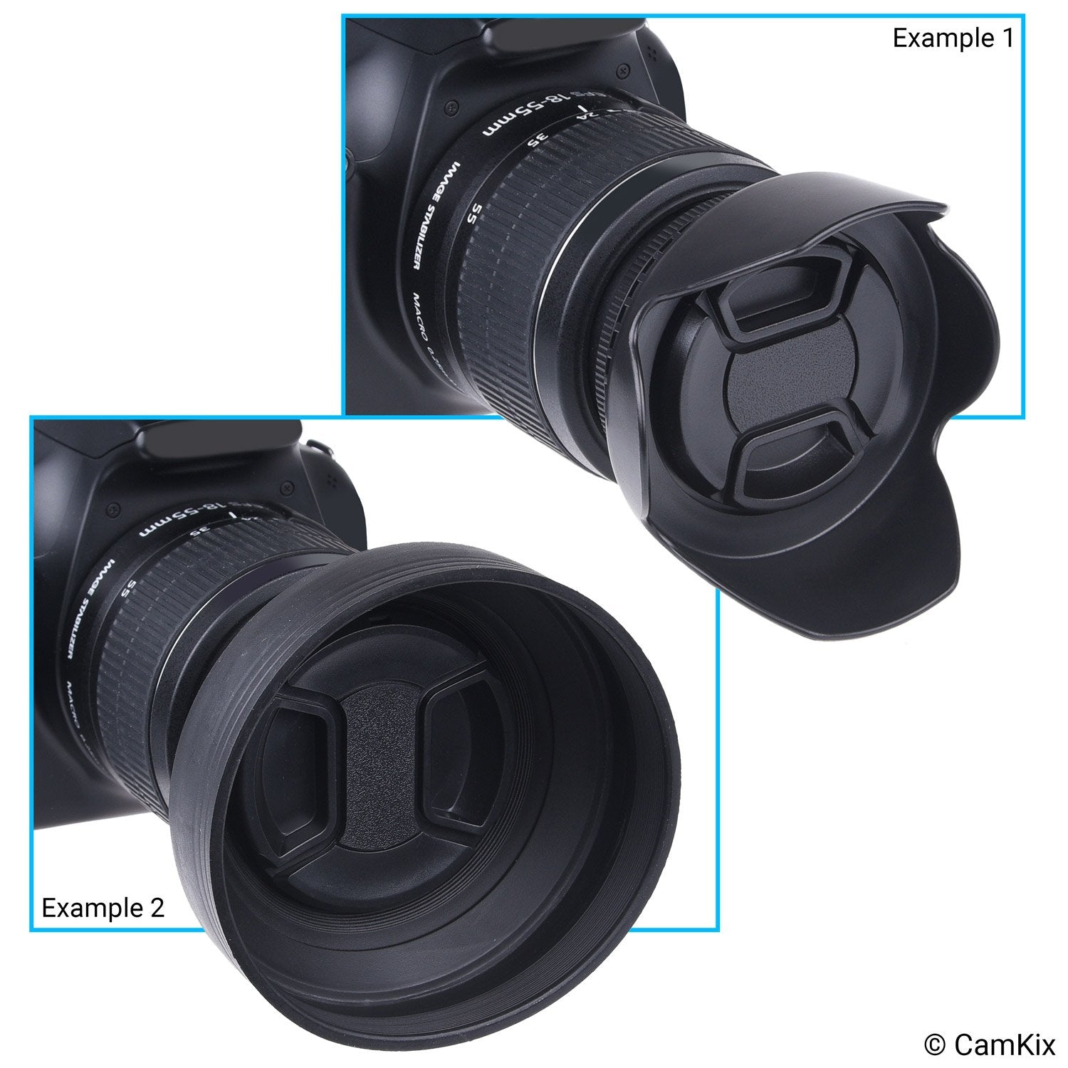 58Mm Set Of 2 Camera Lens Hoods And 1 Lens Cap   Rubber (Collapsible) + Tulip Flower   Sun Shade/Shield   Reduces Lens Flare And
