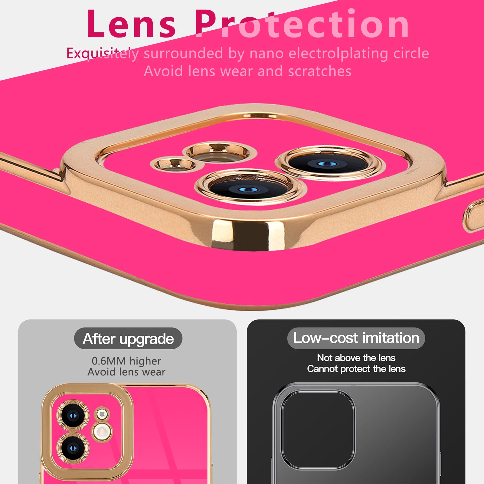 Lafunda For Iphone 11 Case Cute, Luxury Golden Edge Electroplated Case For Women Girls Soft Silicone Tpu Bumper Cover Full Camer