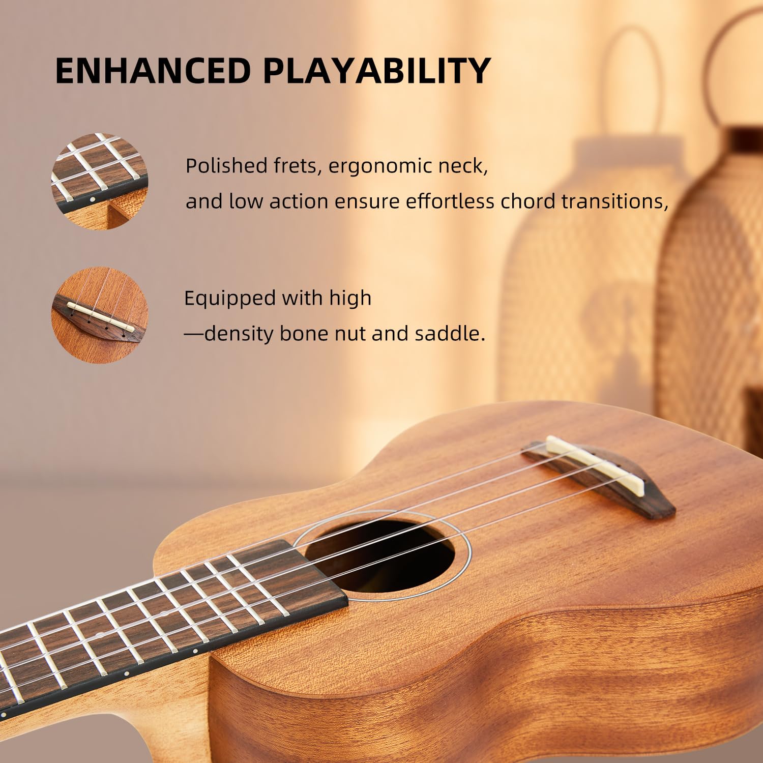 Tom 23 Sapele Concert Ukulele - Includes Quick Locking Strap On Ukulele Beginner Kit, Ukelele For Professional Adults, Beginner