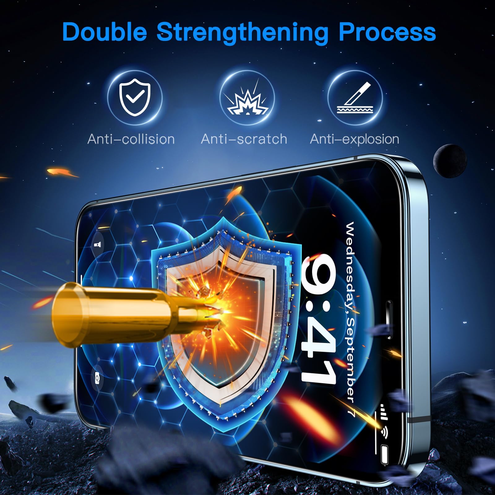 Uyiton Anti Blue Light For Iphone 12 Pro Max Screen Protector   Unbreak Glass Easy Fit Full Coverage Case Friendly Scratch Resis