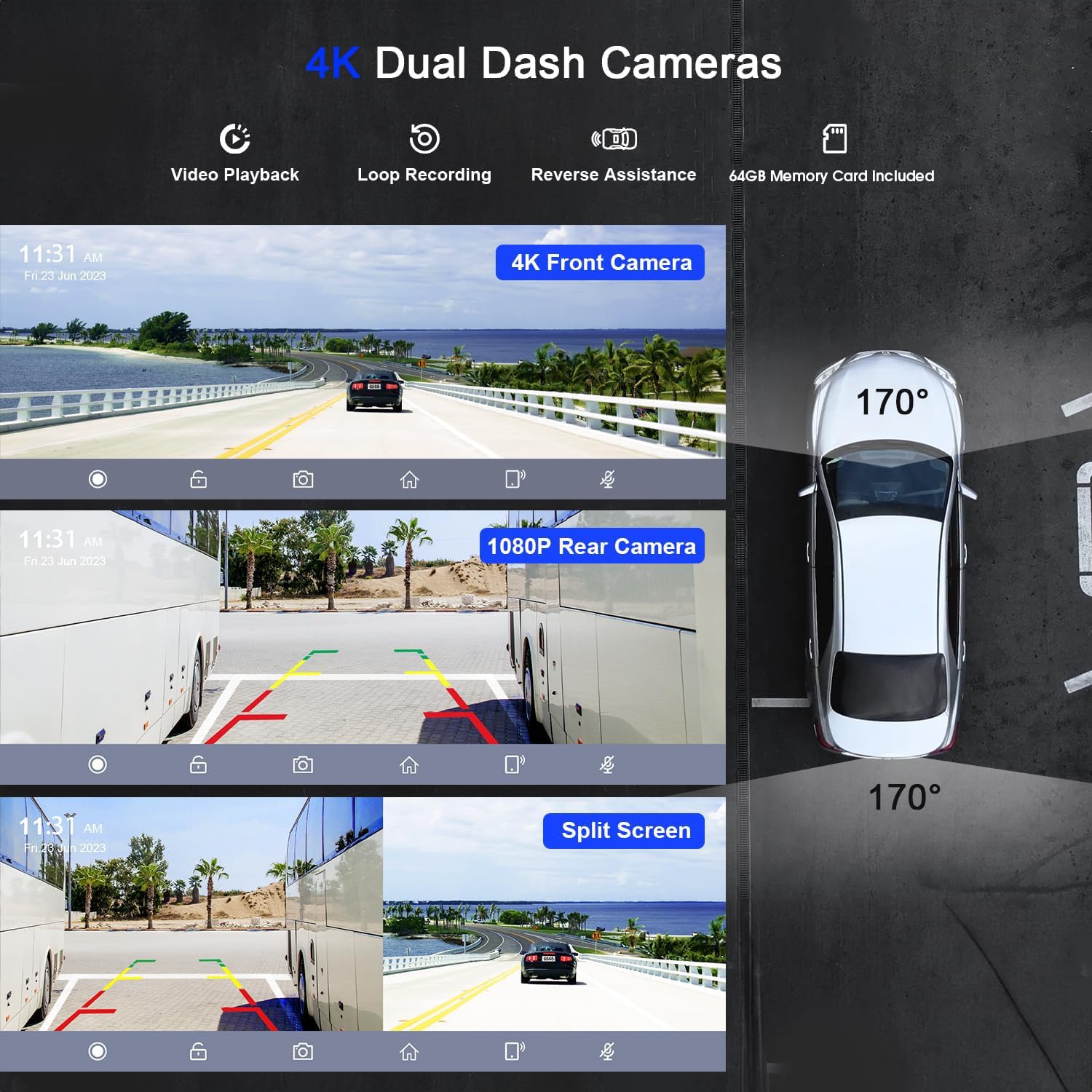 9.26'' Wireless Apple Carplay Screen With 4K Dash Cam,Portable Car Stereo Touchscreen,1080P Rear Camera,Android Auto,Voice Contr