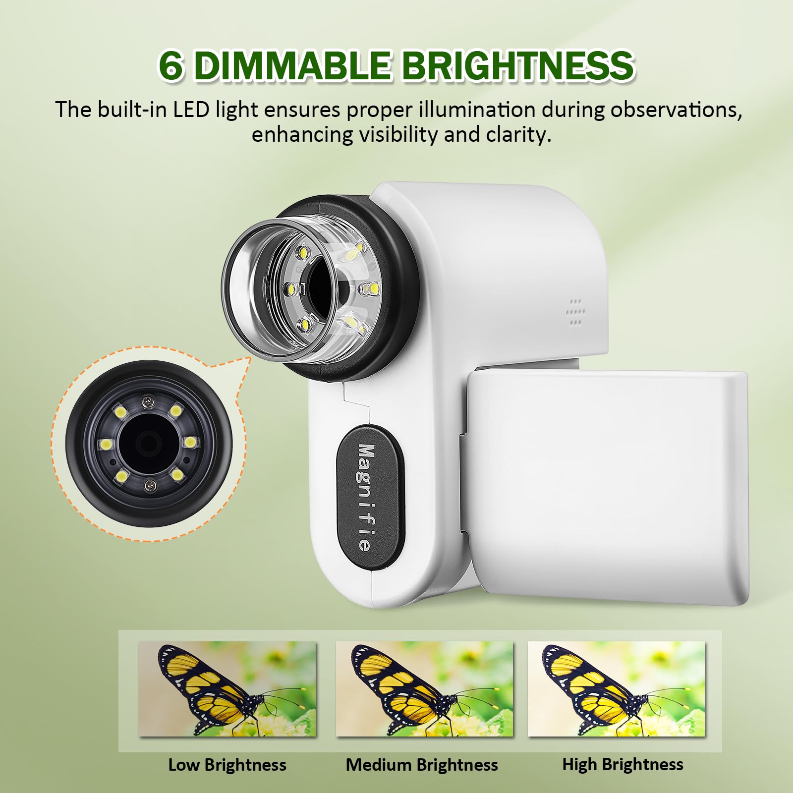 Barchrons Microscope For Kids, 1000X Handheld Kids Microscope With 6 Adjustable Led Lights, 2'' Hd Screen Miniscope For Kids 8 1