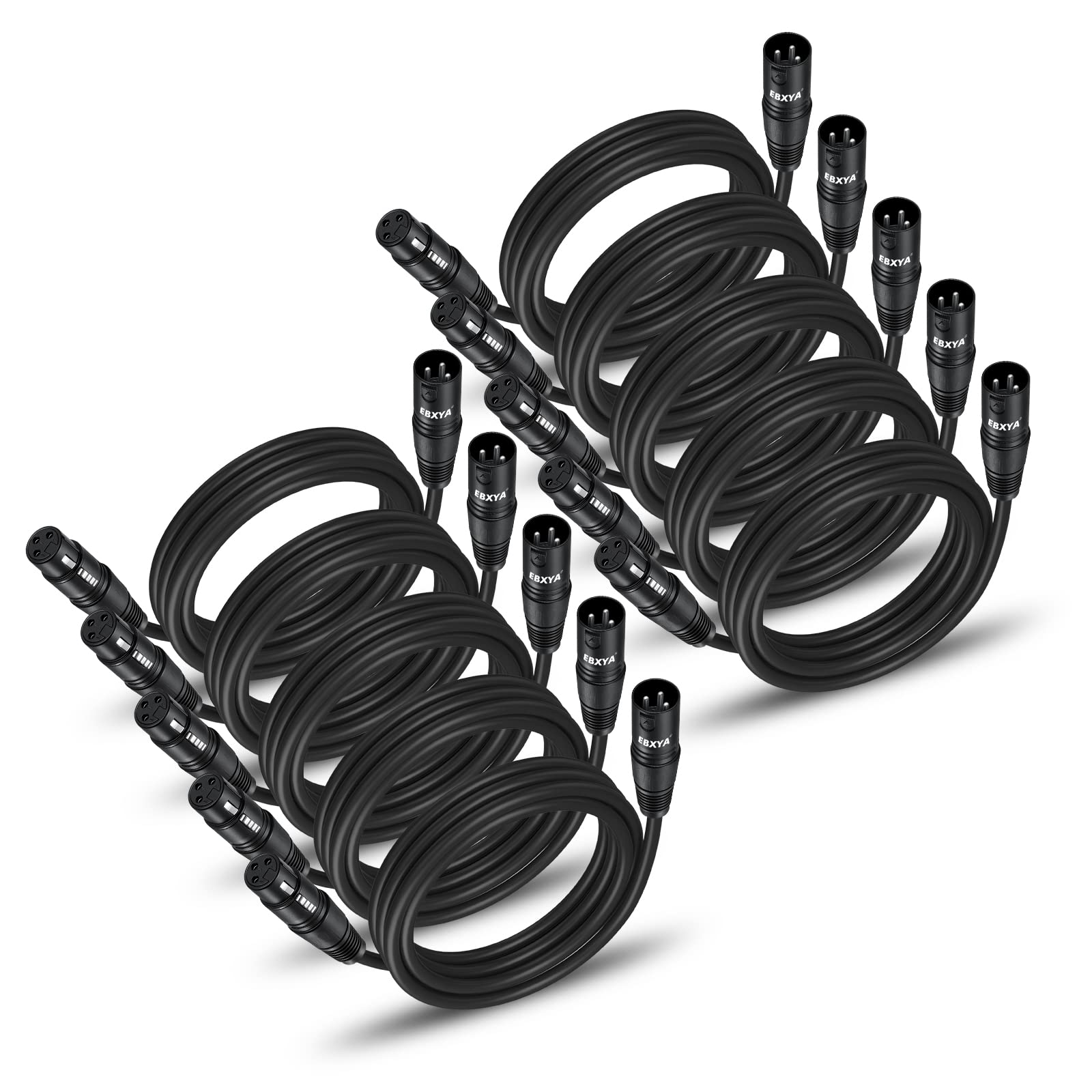 Ebxya Xlr Patch Cable 6 Ft 10 Pack, 3 Pin Male To Female Short Microphone Mic Cable Premium Dmx512 Lighting Cable Compatible Wit
