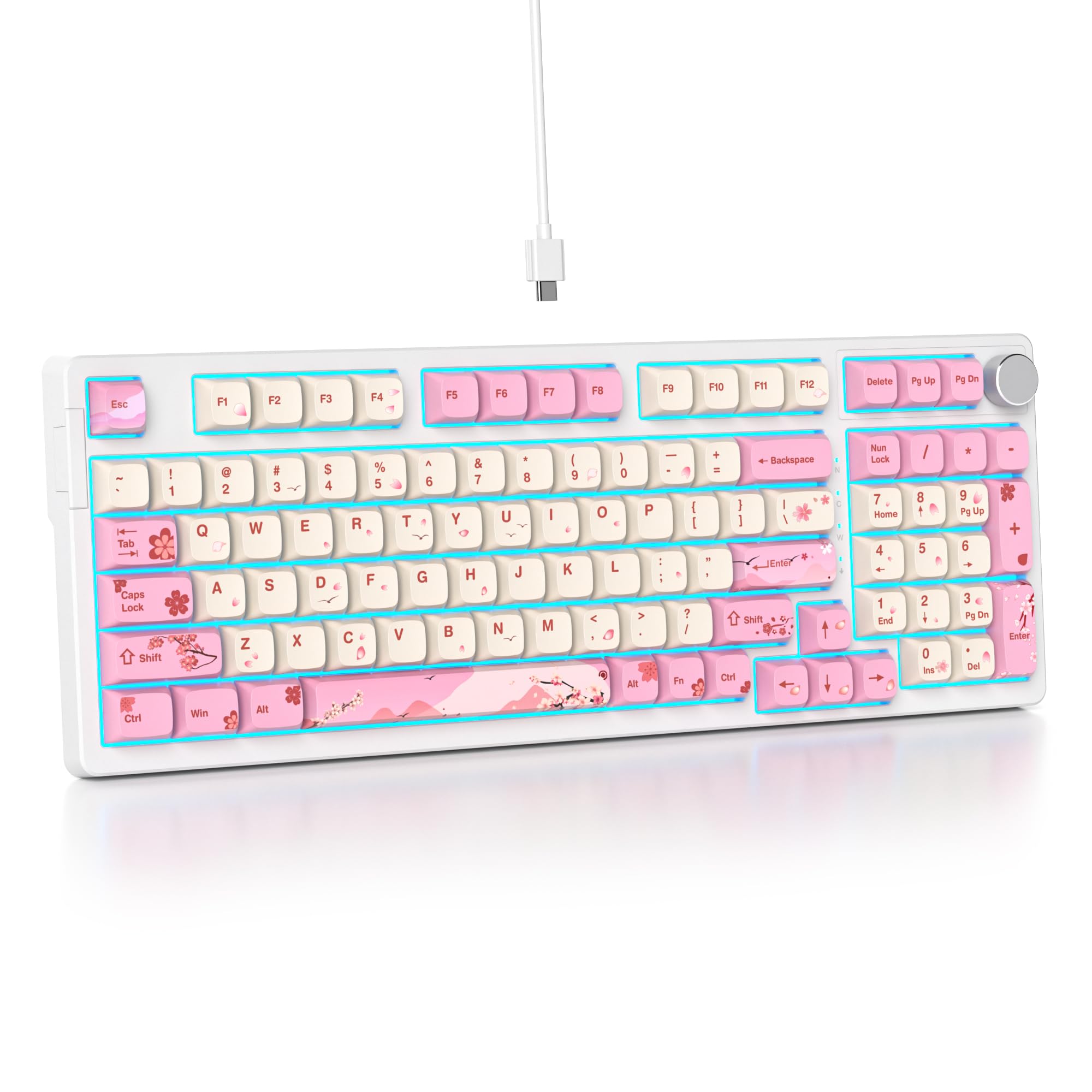 SbocKeeb 96% Wired Mechanical Gaming Keyboard,Gasket Structure RGB Backlit Keyboard,98 Key Hot Swappable Keyboard with Control K