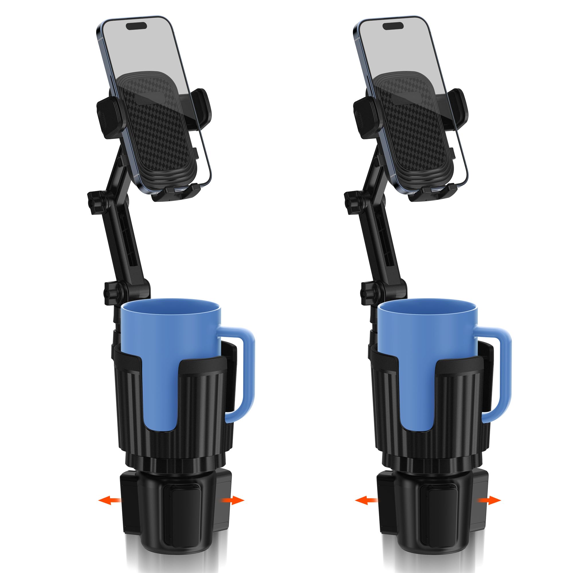 2 Pack Newlest 2 In 1 Phone Mount For Car Cup Holder With Adjustable Base, Phone Holders For Car Cupholder, No Shaking 360 Flexi