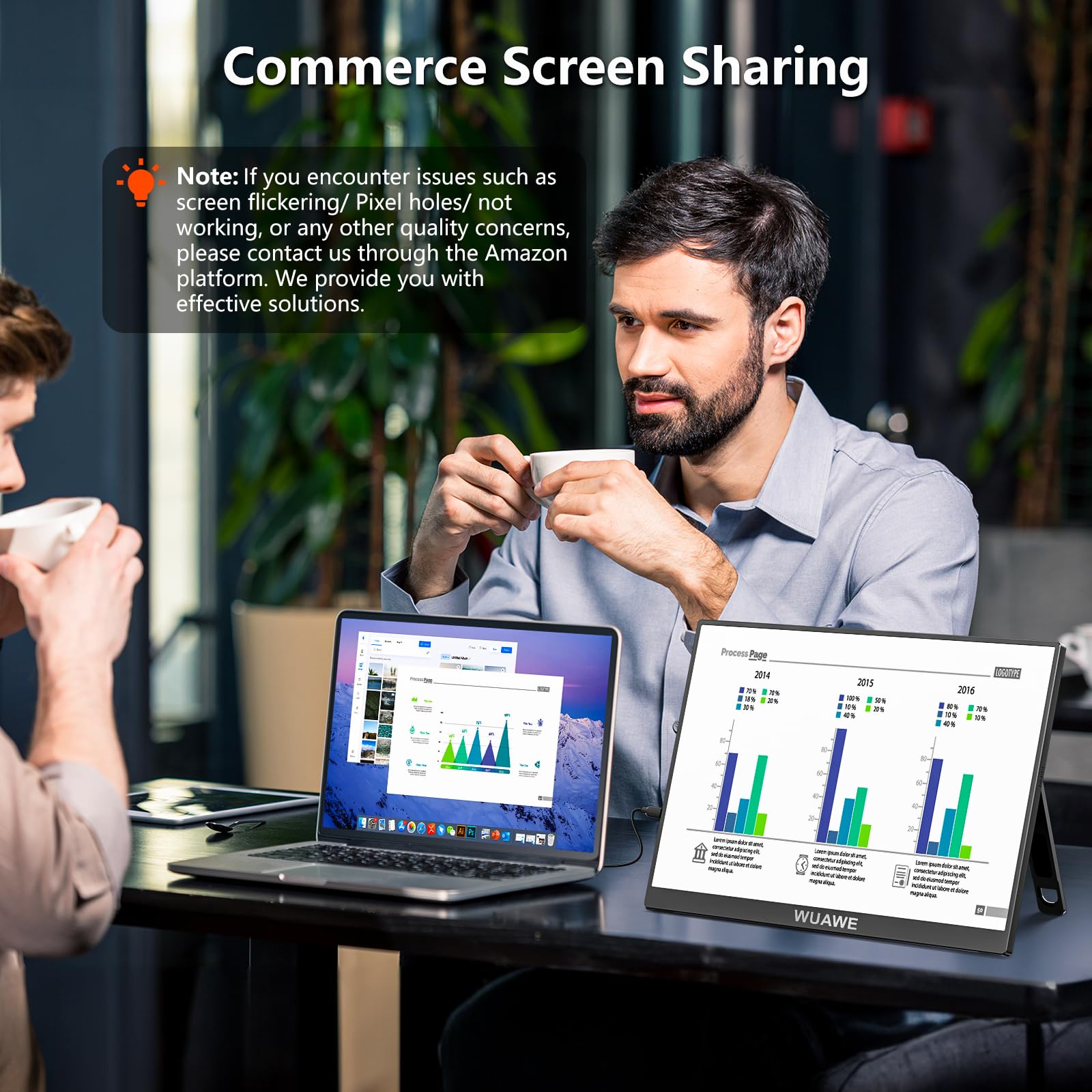 WUAWE Portable Monitor 16" 1200P IPS USB-C HDMI HDR Freesync with Built-in Stand Red