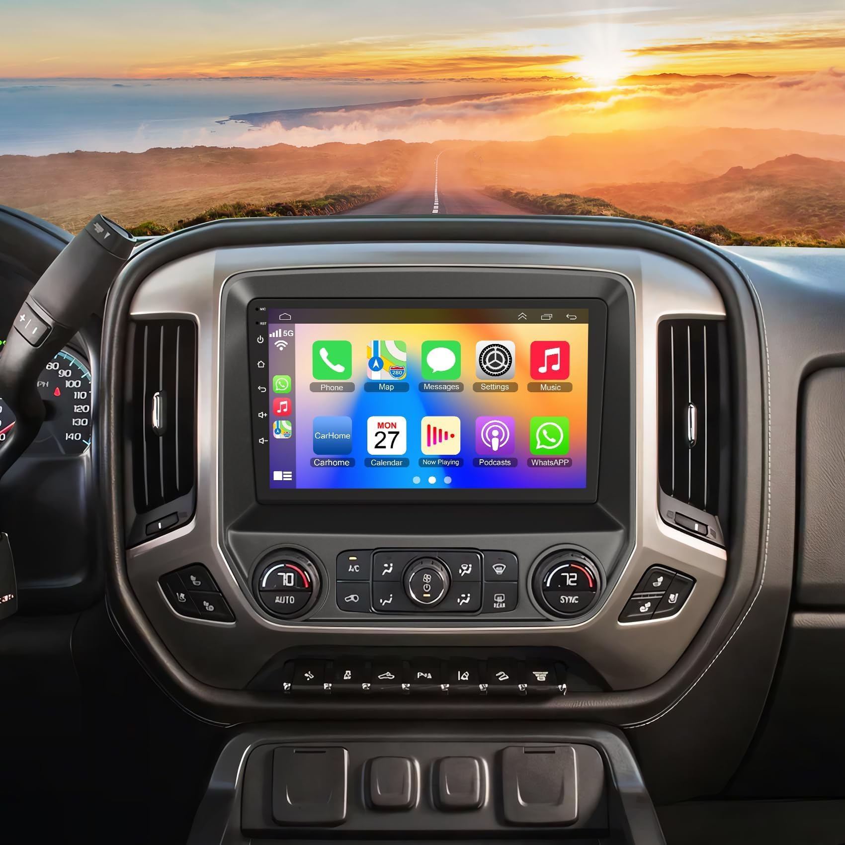 10.2 Inch QLED Carplay Screen for Chevrolet Silverado & GMC Sierra 2014-2018(Without Bo-se System),Android 13 Silverado Radio St
