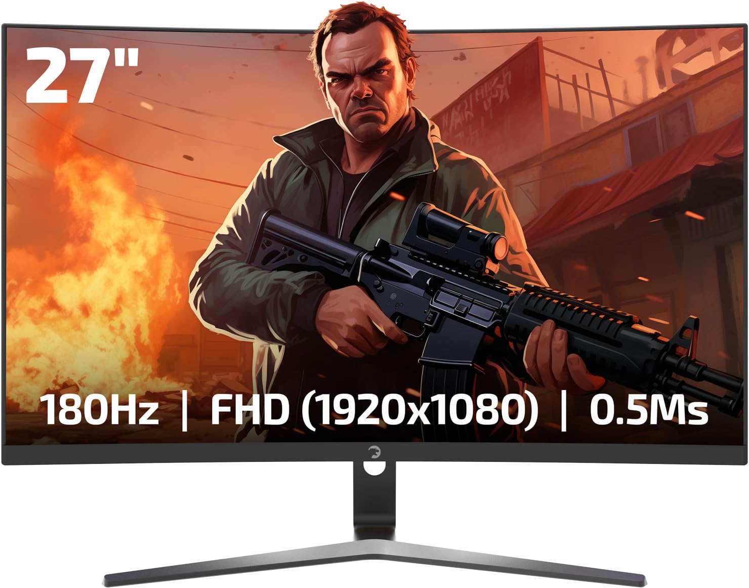 Gamepower T50 27 Inch Curved Gaming Monitor, 180Hz 1080P Display, 0.5Ms Response Time, Va Panel, Amd Freesync, Hdr Support, 125%