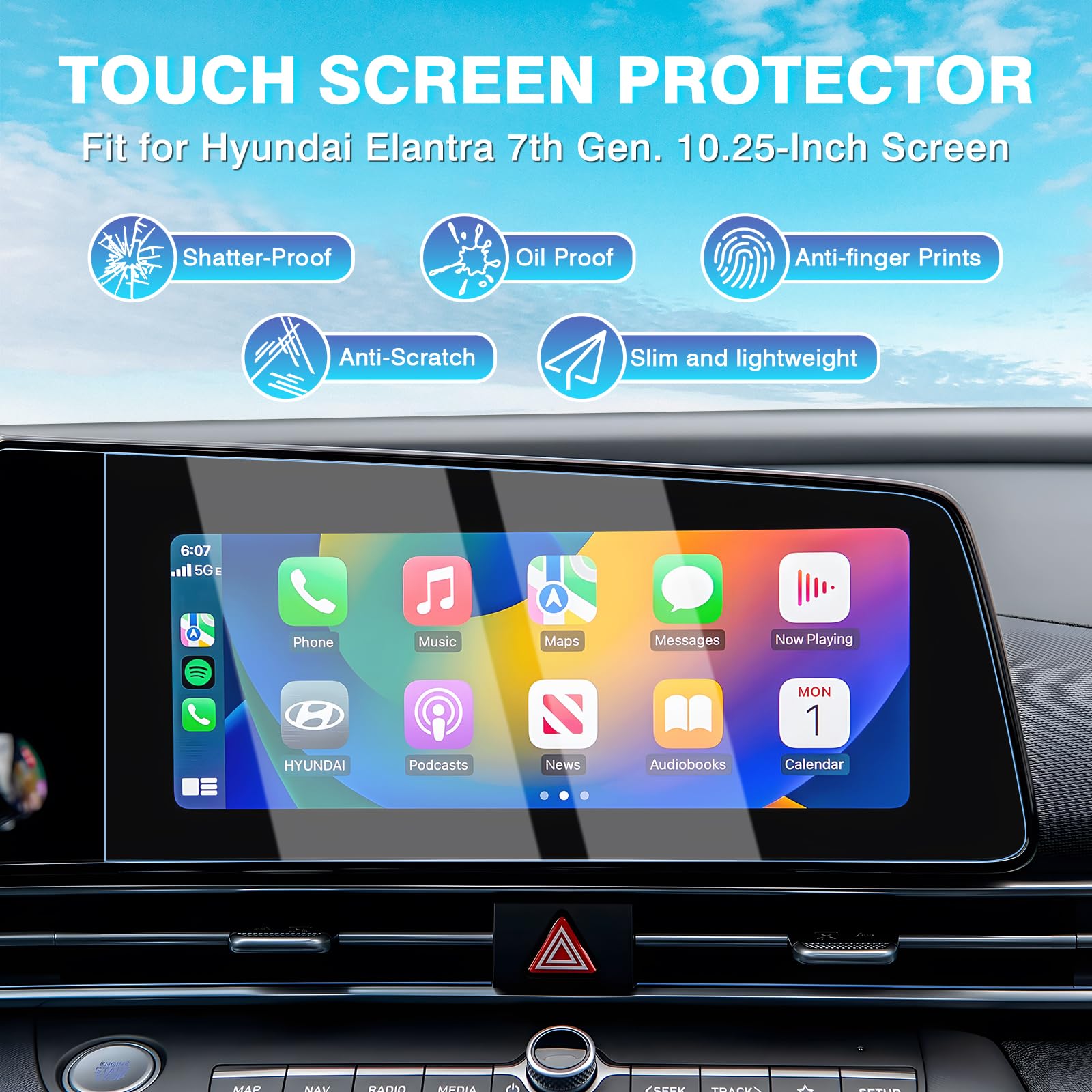 Karltys 2 Pack 10.25 Inch Screen Protector For Hyundai Elantra 2021 2024, Elantra Touchscreen Tempered Glass Screen Protector Car Radio Screen Cover Anti Glare Anti Scratch