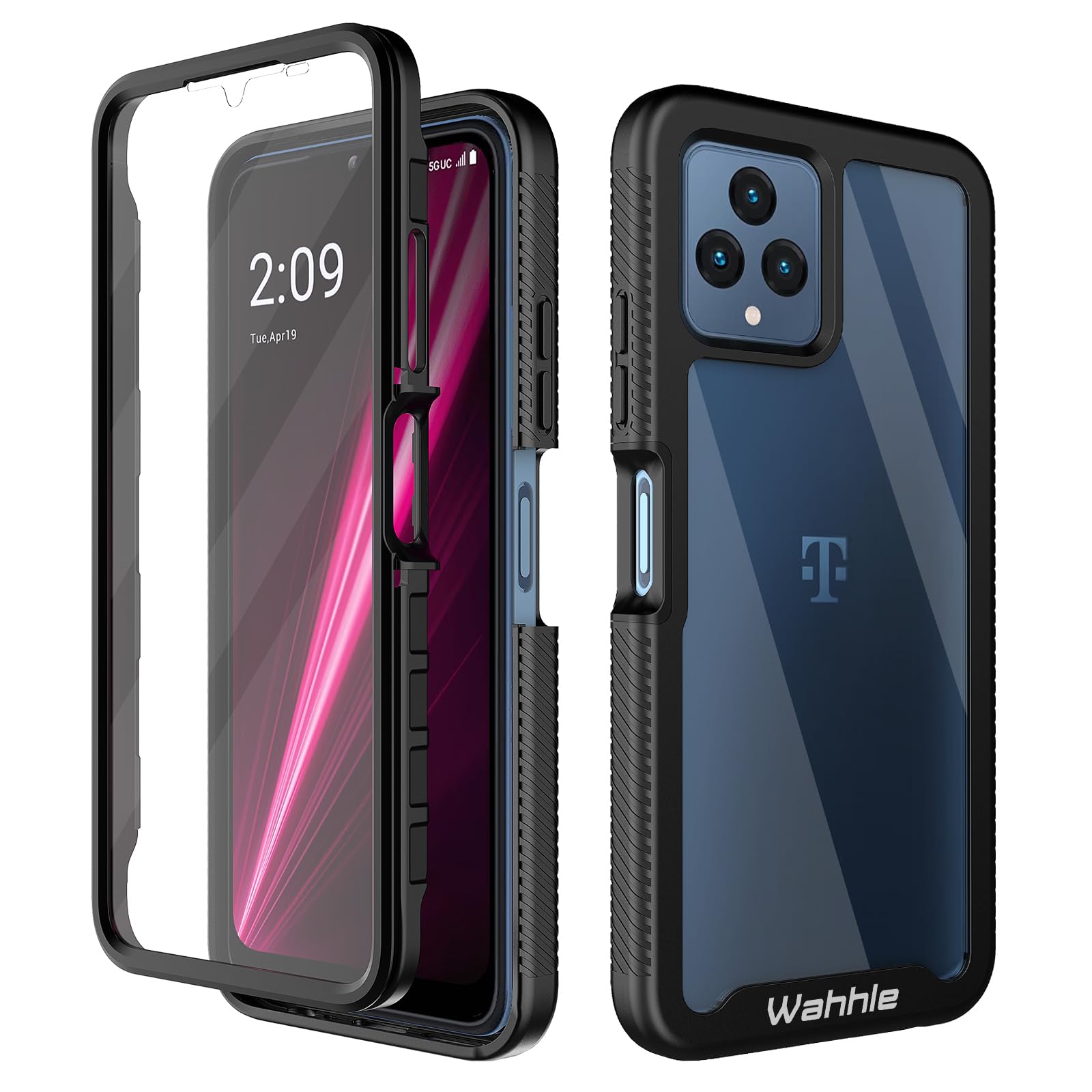 Wahhle Compatible With T Mobile Revvl 6 5G Case, Built In Screen Protector Full Body Shockproof Slim Fit Bumper Protective Phone