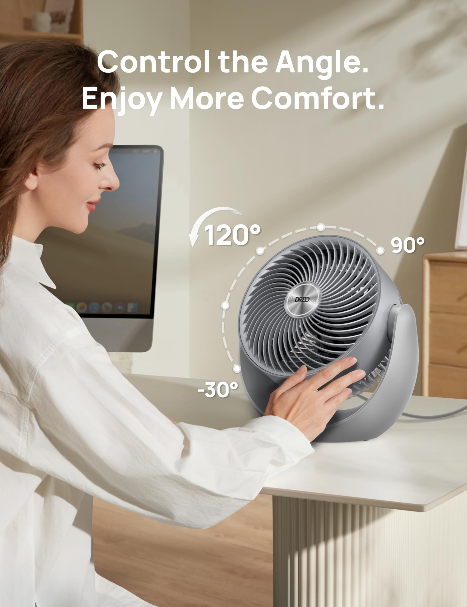 Dreo Fan For Bedroom, Table Air Circulator For Whole Room, 11 Inch, 60Ft Strong Airflow, 120? Adjustable Tilt, 28Db Low Noise, Q