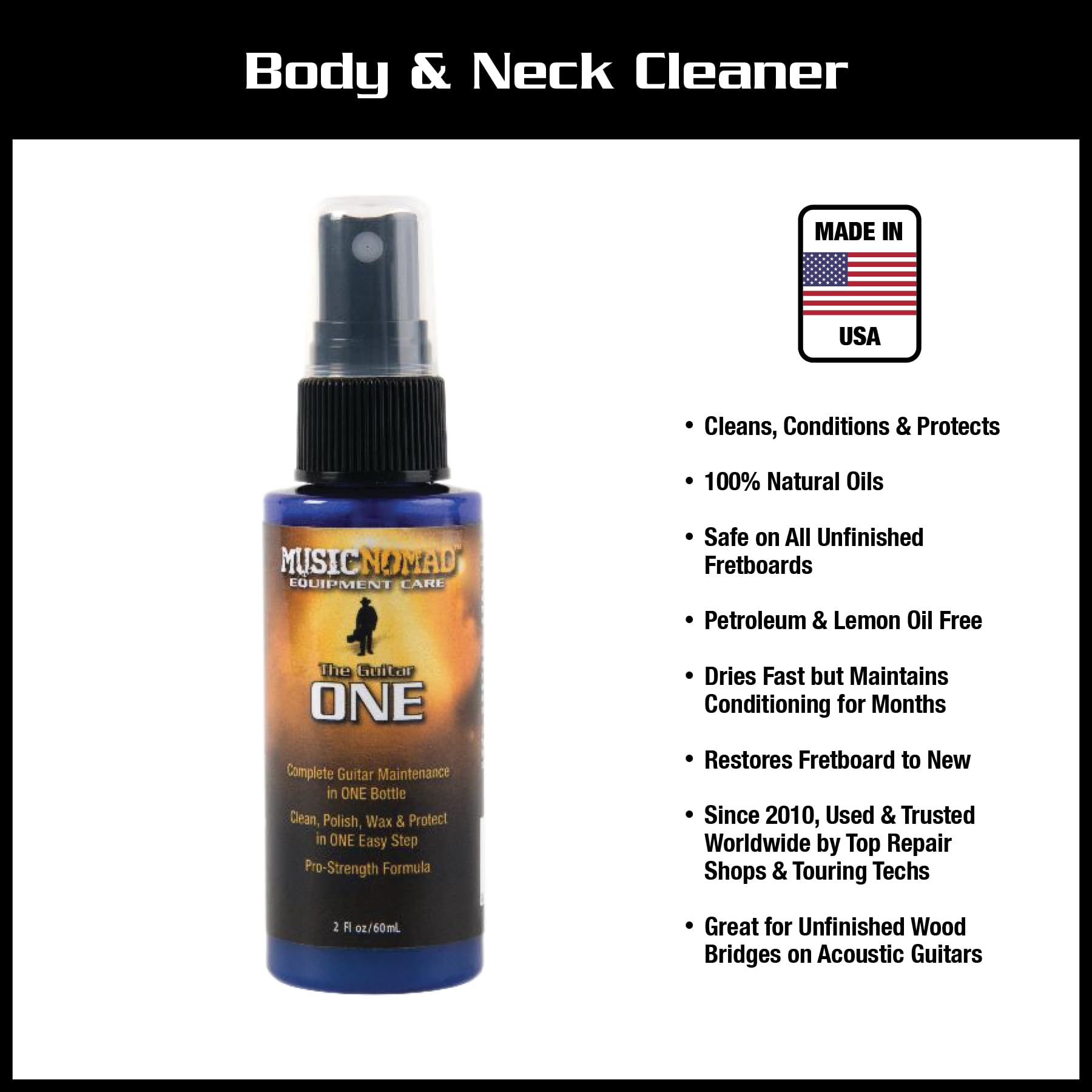 Musicnomad 5 Pc. Guitar Cleaning & Care Kit: Cleaner, Fret Polish, Fretboard Oil, Nut Lubricant, Cloth For Guitar Body, Frets, F