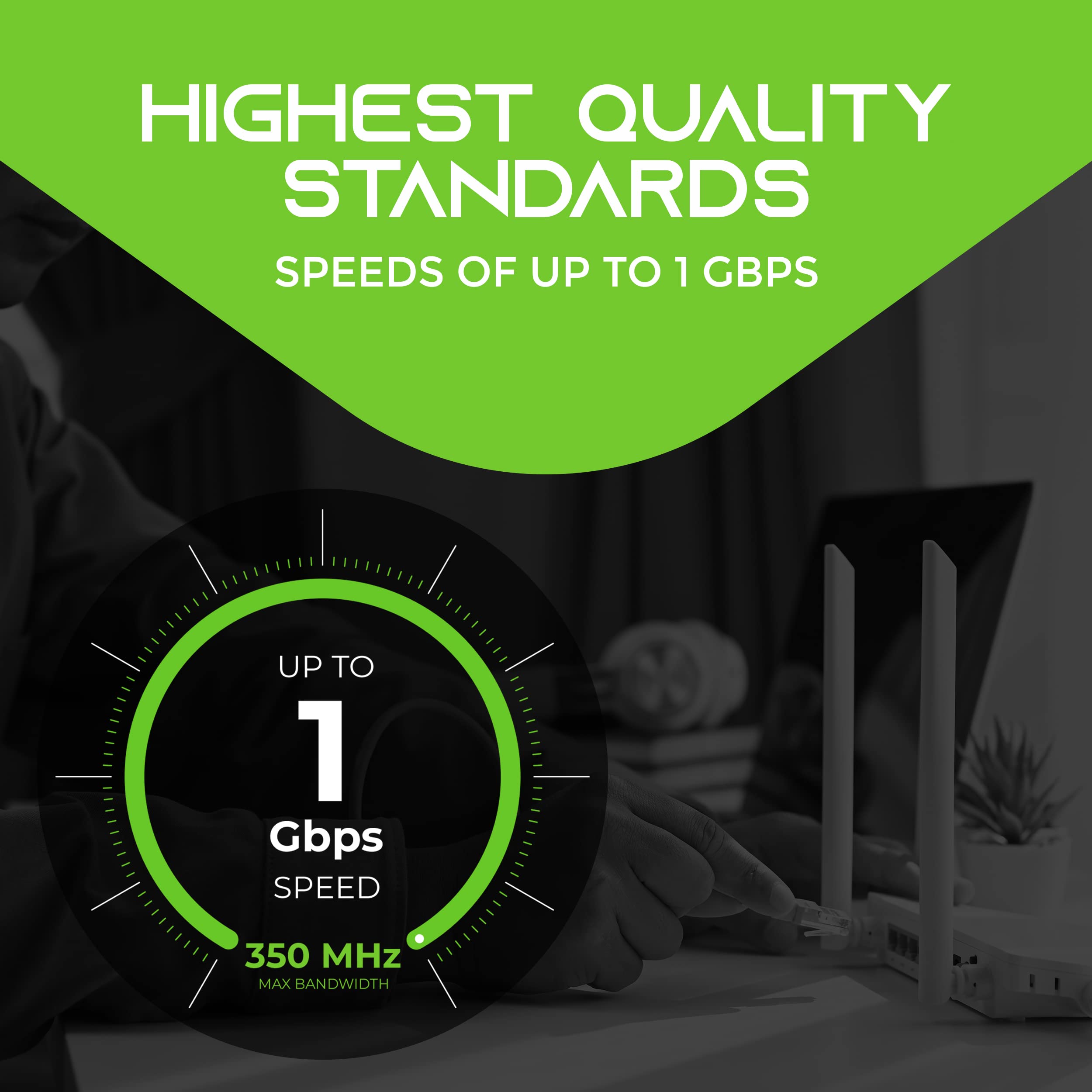 Gearit 24 Pack, Cat5E Ethernet Patch Cable 1 Foot   Snagless Rj45 Computer Lan Network Cord, Black