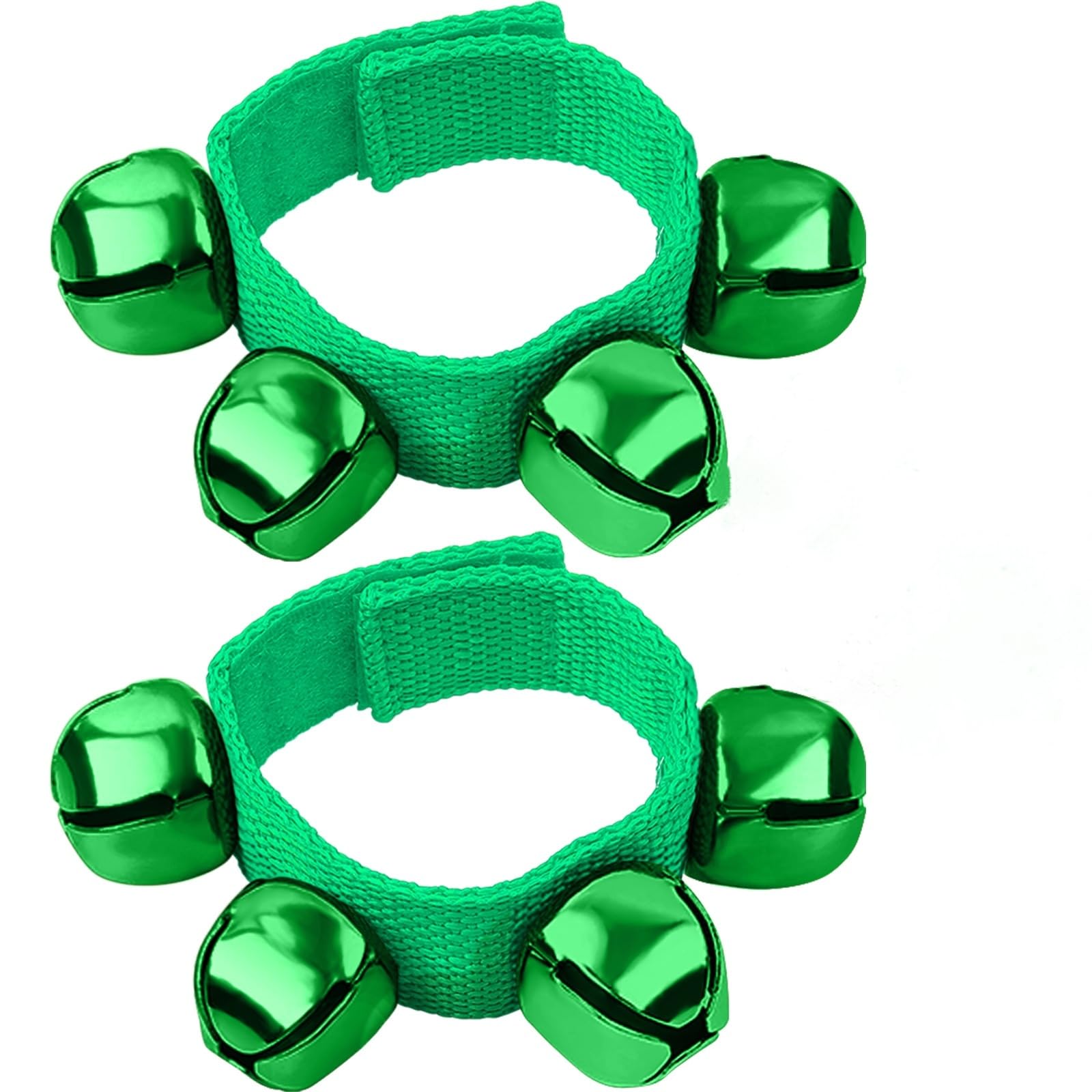 Augshy 2 Packs Christmas Wrist Bells, Green Wrist Band Jingle Bells Bracelets with Green Bells Adjustable Hand Ankle Bells Music