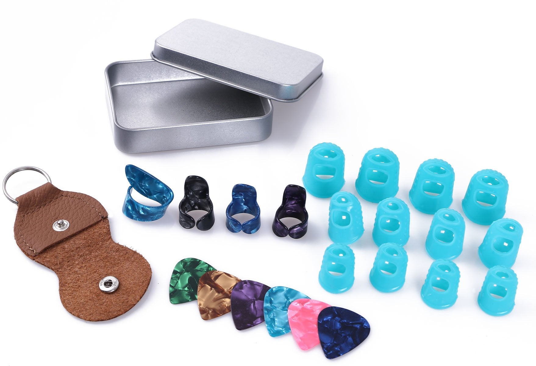 Tupalizy Guitar Picks / Finger Thumb Picks / Silicone Fingertip Protector / Pick Holder Set For Acoustic Guitar Starter And Stri