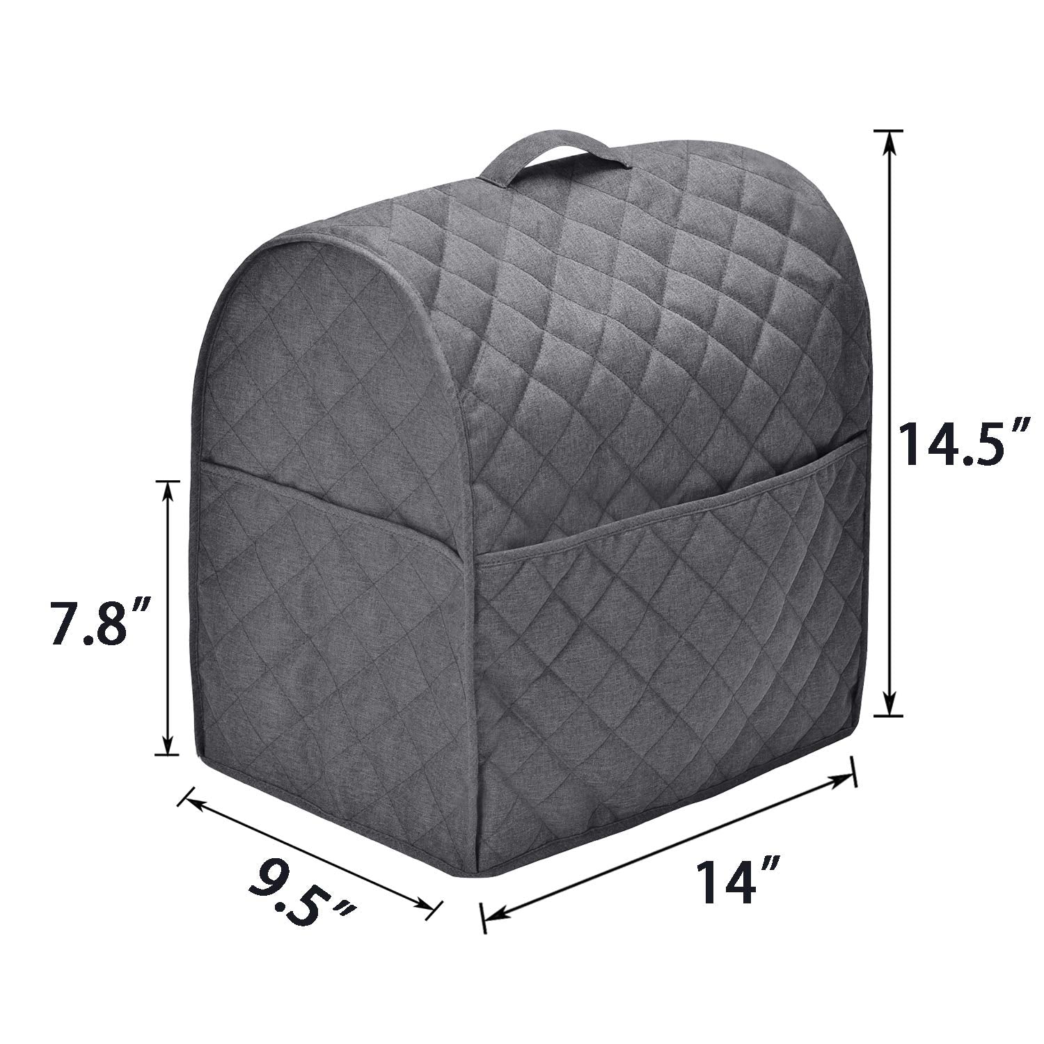 Stand Mixer Dust Cover With 3 Pockets Compatible With Kitchenaid Tilt Head, Easy Cleaning,Can Ironable (Dark Gray, Fits For 4.5