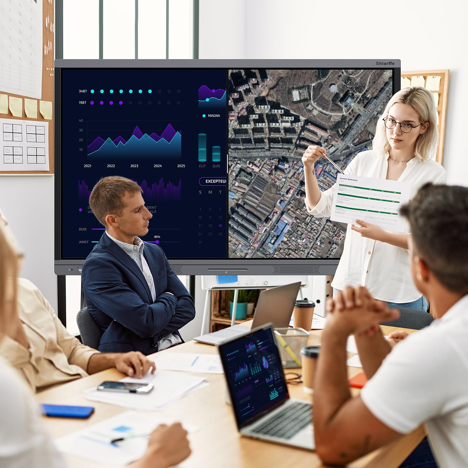 Shiarffe X5 Smart Board 55  4K Interactive Whiteboard Google Edla-Certified, Ota Software Updates Android 14 Os Octa-Core, Smart