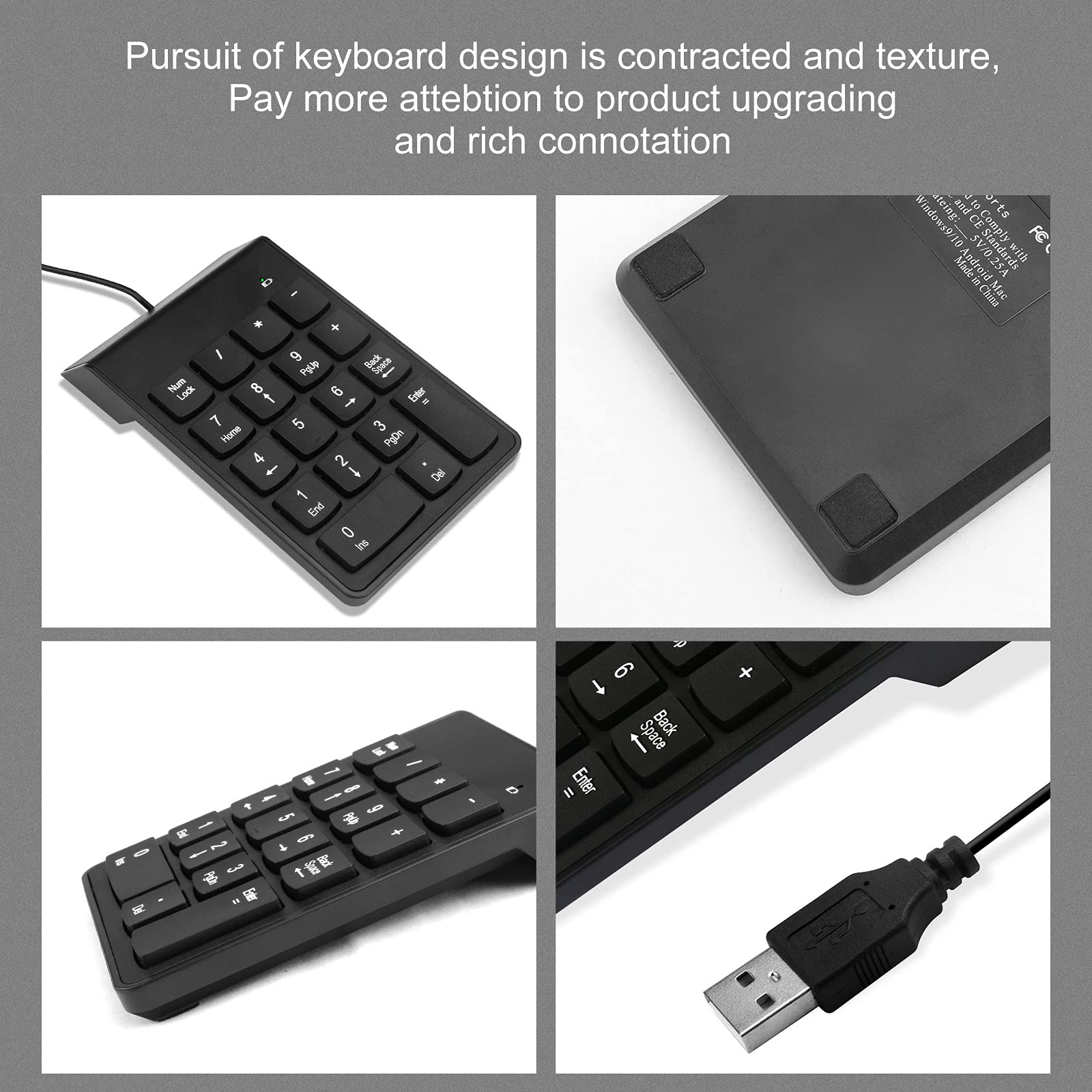 Numeric Keypad For Laptop,10 Key Usb Keypad, Numerical Keypad Wired Portable Ultra Slim Mini Numpad External Numbers Keyboard Pa