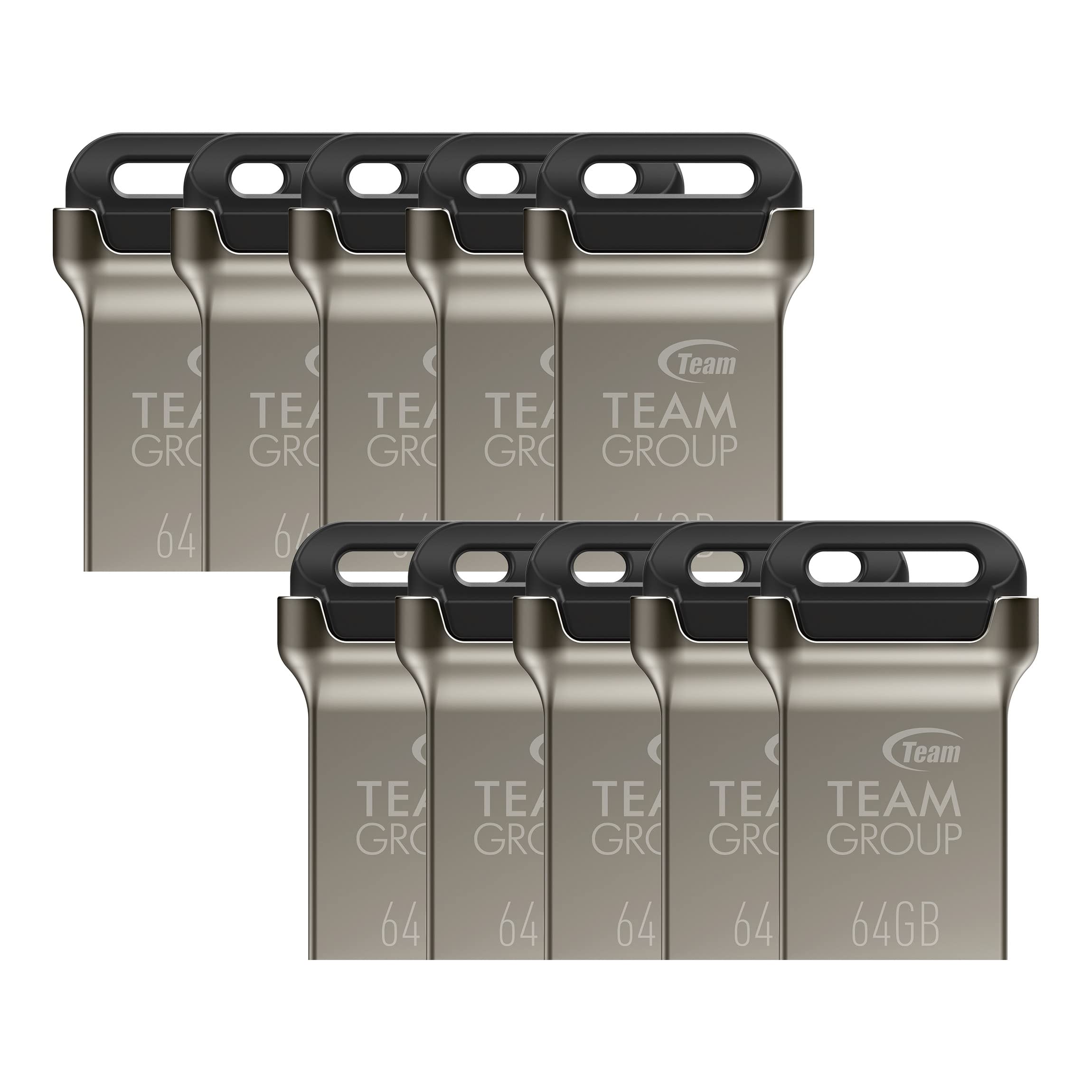 Teamgroup C162 64Gb 10 Pack Usb 3.2 Gen 1 Usb 3.1/3.0 Mini Fits Metal Read 100Mb/S Flash Thumb Drive External Data Storage Memory Stick Compatible With Computer/Laptop Black Tc162364Gb23