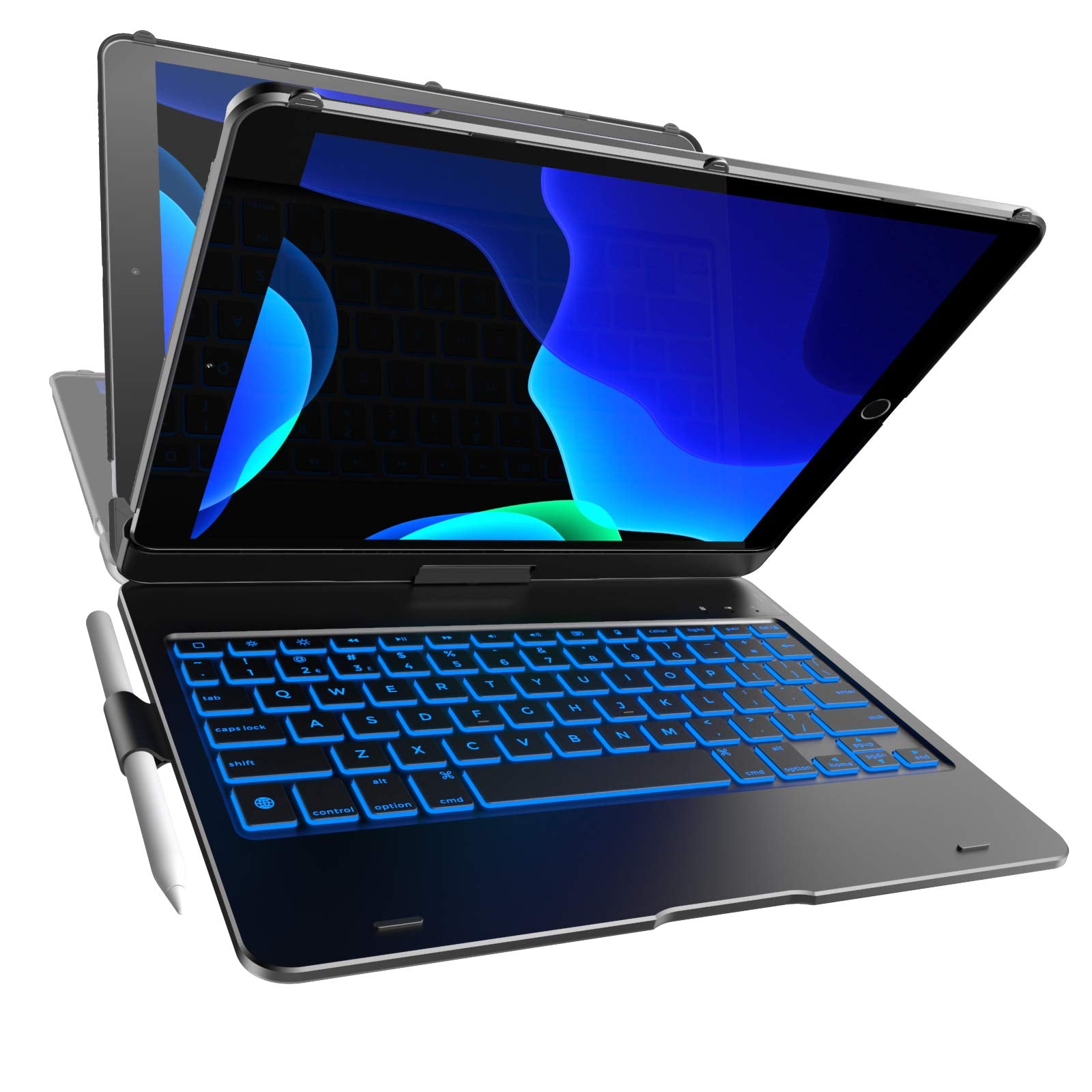 iPad Keyboard Case for 10.2 inch iPad 2021 9th & 8th & 7th Gen, Air 3, Pro 10.5 in 11 Colors - 10 Color Backlight, 7 Modes, 360 