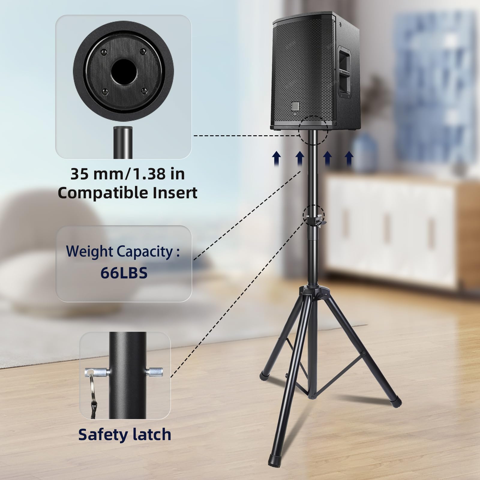 Gzgdljq Speaker Stand Tripod, Speaker Tripod Stand Adjustable Height From 35 To 60 Inch Universal Heavy Duty On Stage Speaker St