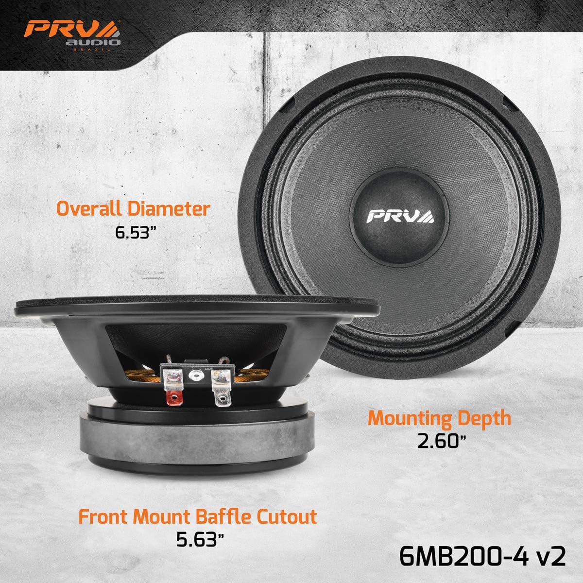 Prv Audio 6.5 Midbass Speaker 6Mb200 4 V2 4 Ohms   200 Watts 93.5 Db 1.5' Voice Coil   6 Inch Speaker For Car Audio With Outstanding Vocals And Punch For Small Custom Enclosures   Pro Audio (Single)