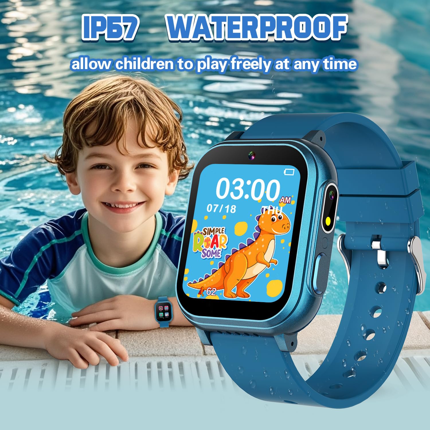 Waterproof Smart Watch For Kids Boys Age 5-12 With 32 Games, Dual Camera, Habit Tracking, Music Player, Video, Hd Touchscreen Ki