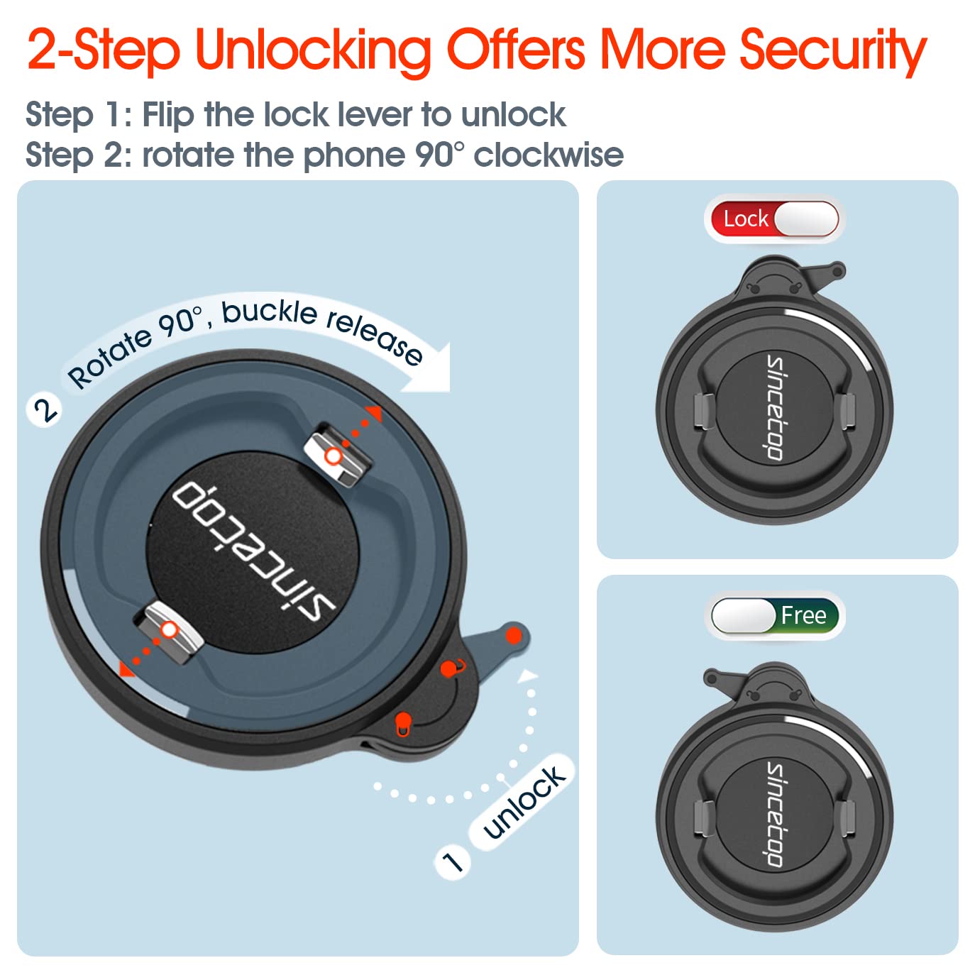 Sincetop Bike Phone Mount,Motorcycle Phone Holder With Universal Adapter,Detachable Adjustable 360 Rotation Handlebar Clamp Comp